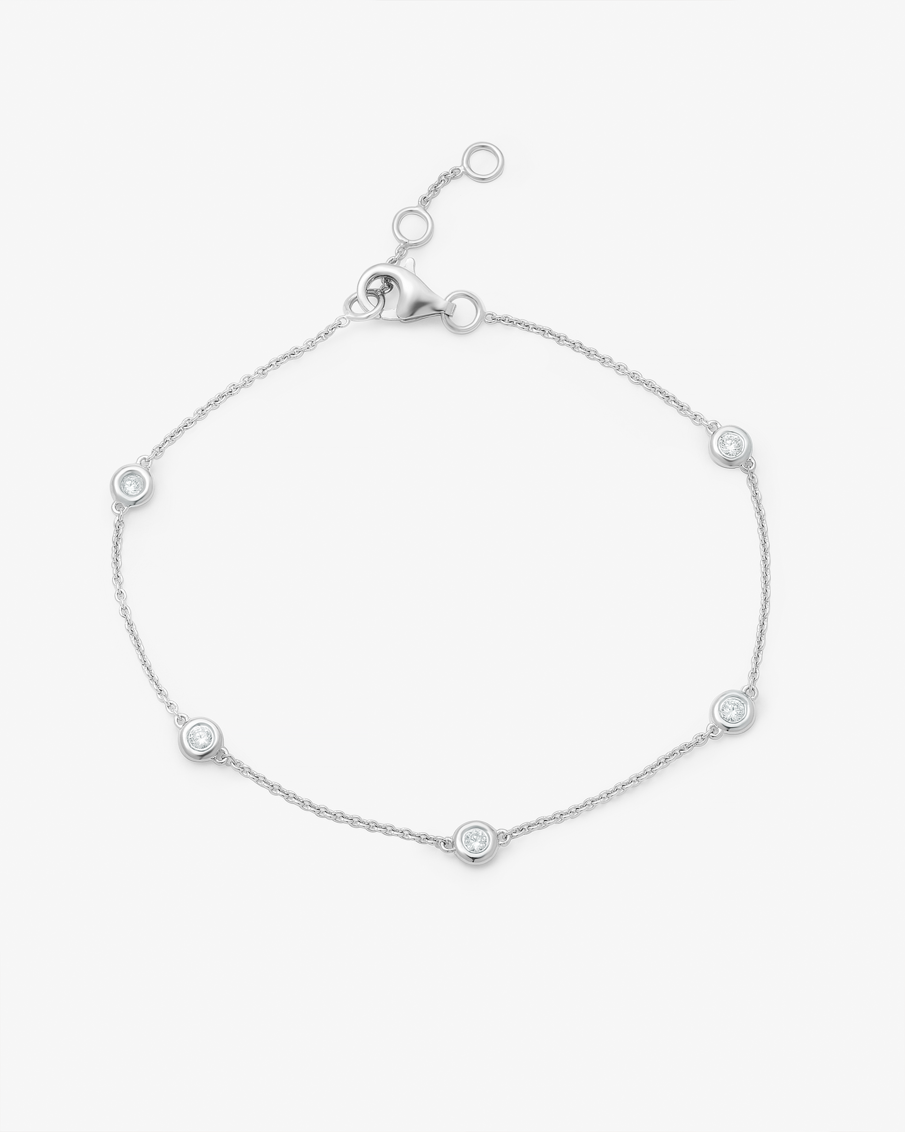 Sterling Silver Zirconia Bezel Station Bracelet