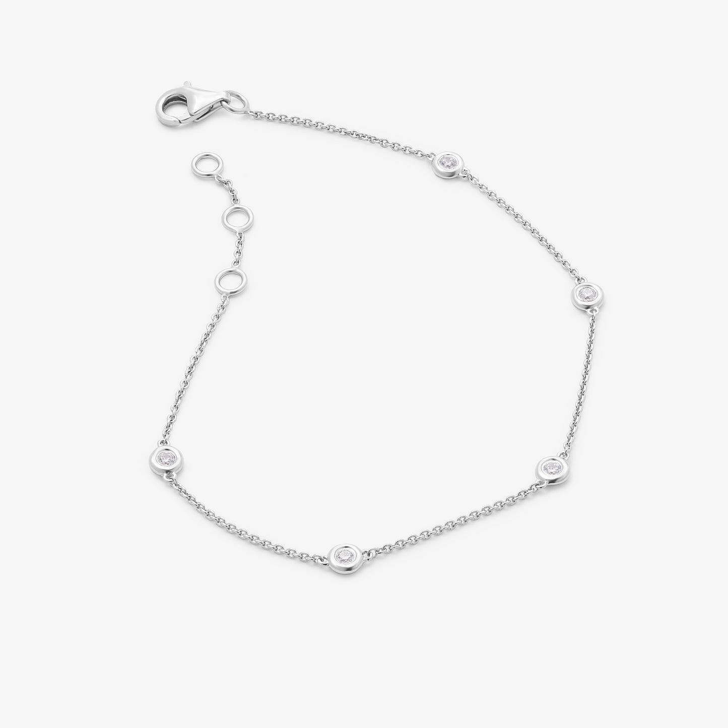 Sterling Silver Zirconia Bezel Station Bracelet