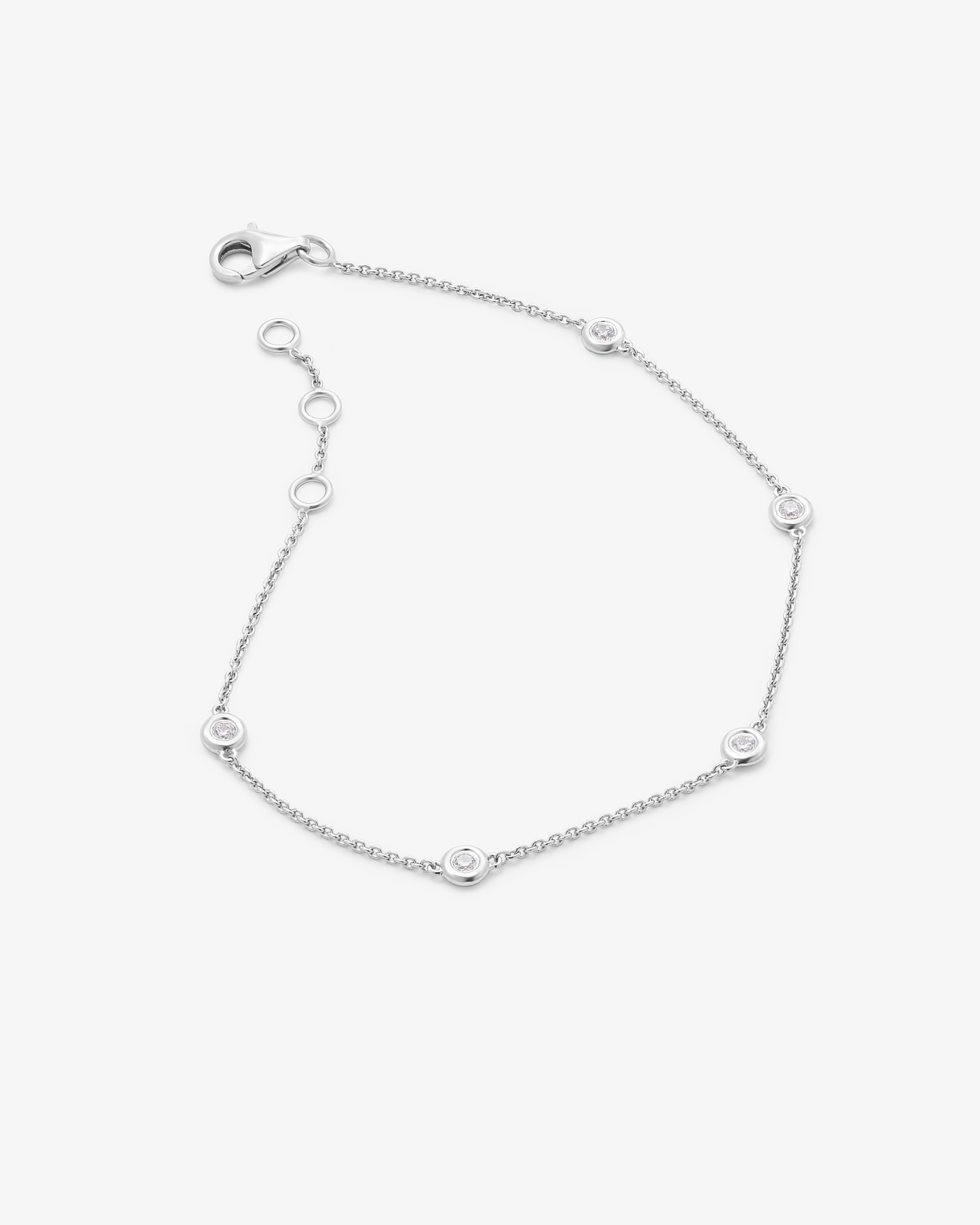 Sterling Silver Zirconia Bezel Station Bracelet