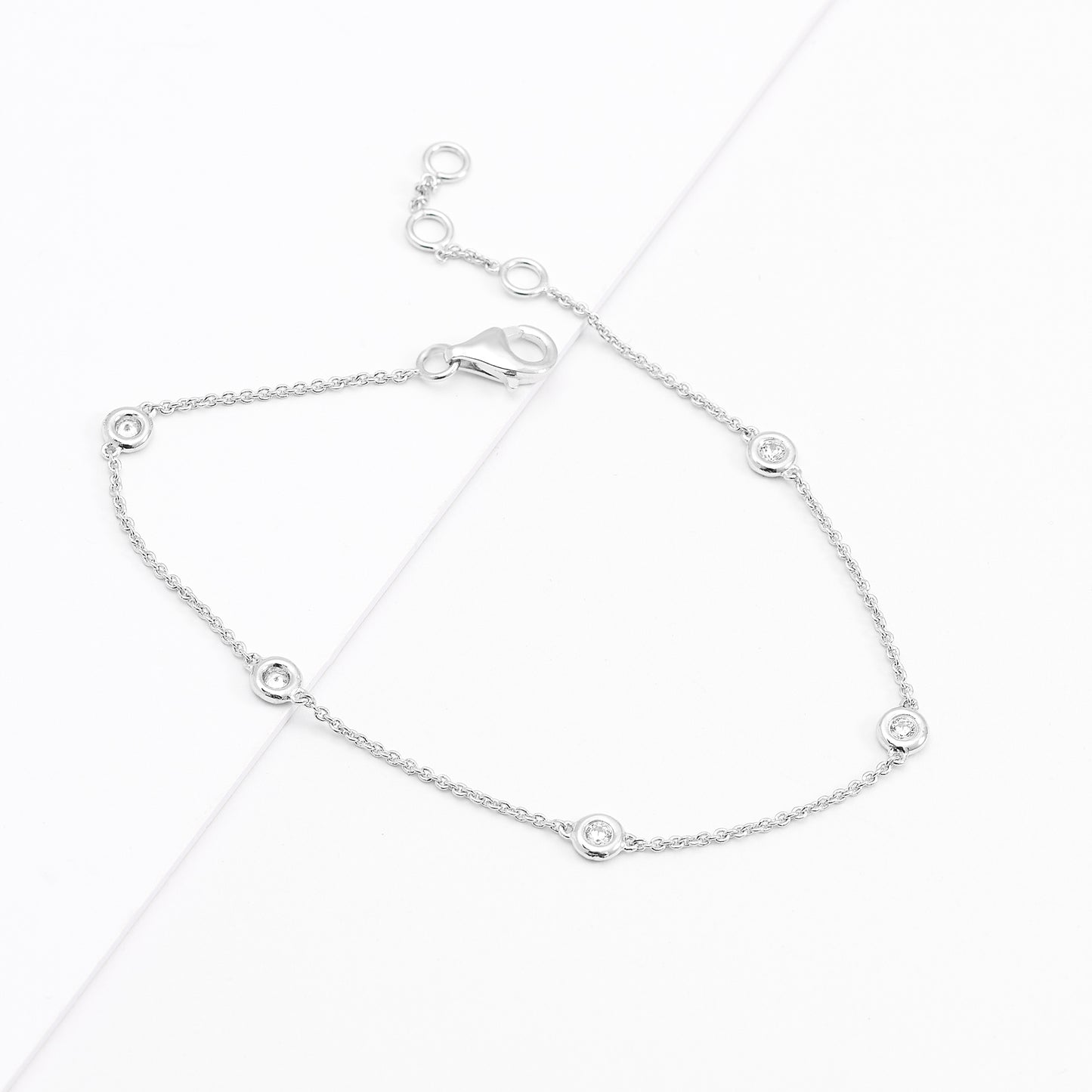 Sterling Silver Zirconia Bezel Station Bracelet