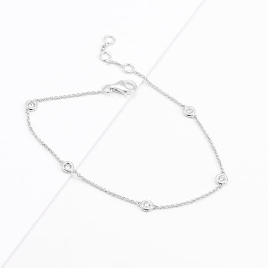 Sterling Silver Zirconia Bezel Station Bracelet