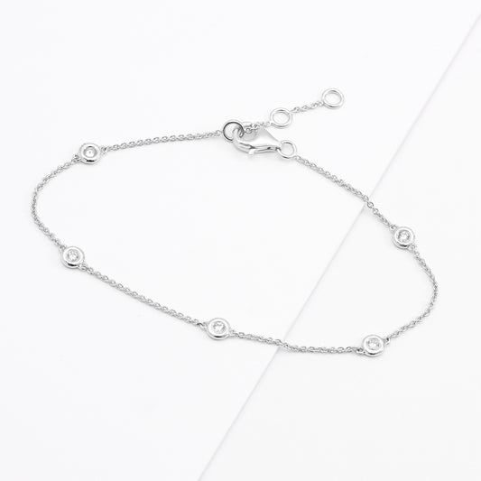 Sterling Silver Zirconia Bezel Station Bracelet