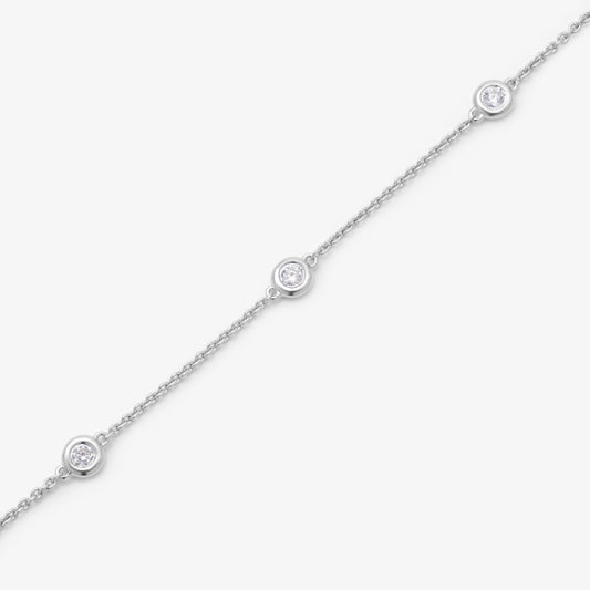 Sterling Silver Zirconia Bezel Station Bracelet