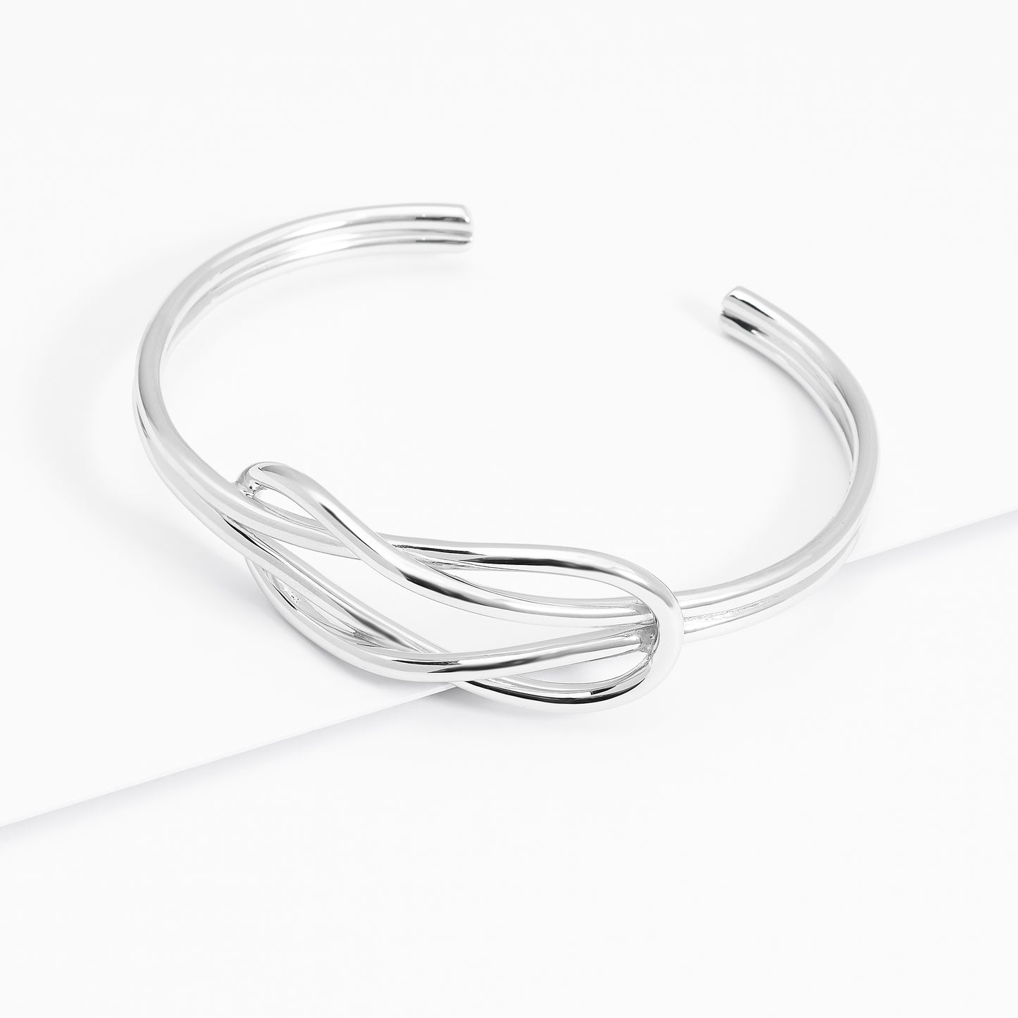 Sterling Silver Solid Knot Cuff Bangle 65mm