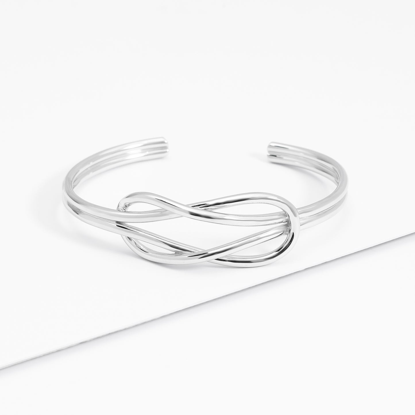 Sterling Silver Solid Knot Cuff Bangle 65mm