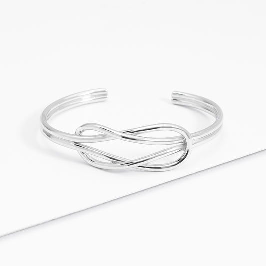 Sterling Silver Solid Knot Cuff Bangle 65mm