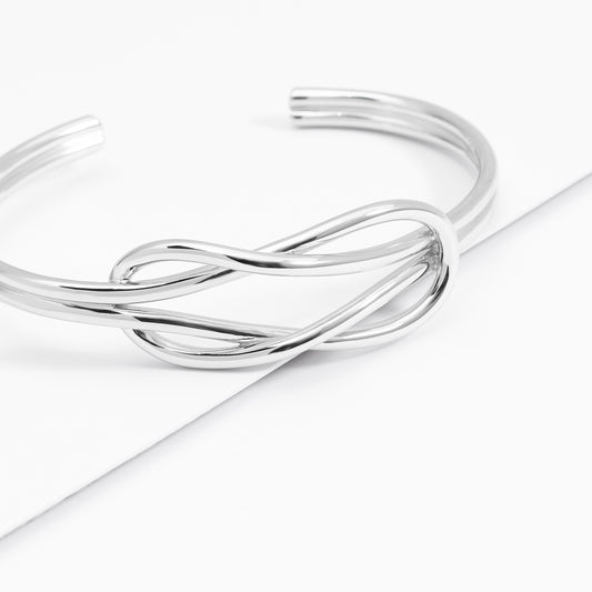 Sterling Silver Solid Knot Cuff Bangle 65mm