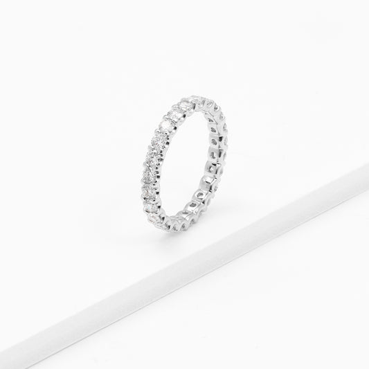 18K White Gold Round Brilliant Lab Diamond Floating Full Eternity Ring 1.27tdw