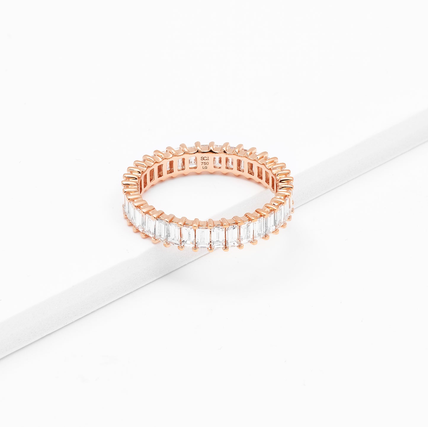 18K Rose Gold Baguette Lab Diamond Full Eternity Ring 2.1tdw