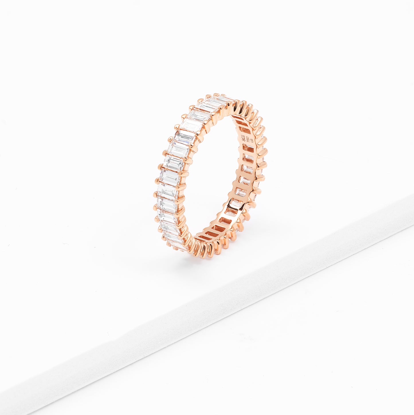 18K Rose Gold Baguette Lab Diamond Full Eternity Ring 2.1tdw