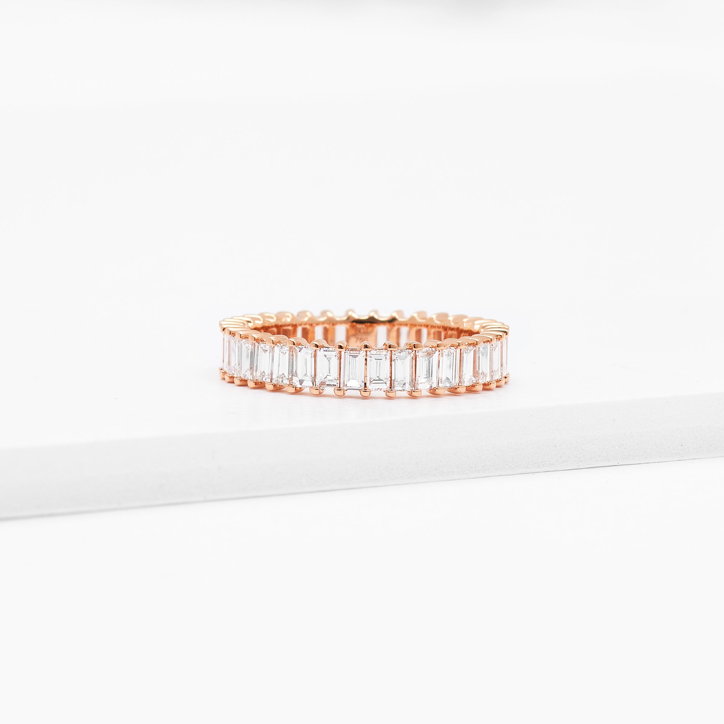 18K Rose Gold Baguette Lab Diamond Full Eternity Ring 2.1tdw
