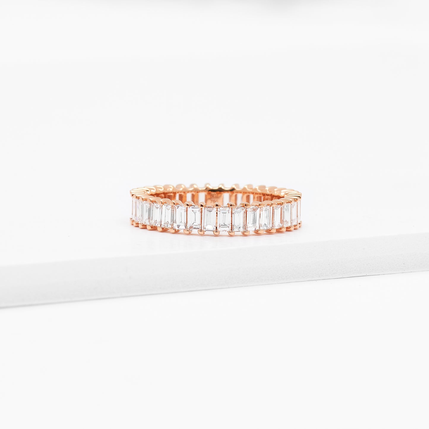 18K Rose Gold Baguette Lab Diamond Full Eternity Ring 2.1tdw