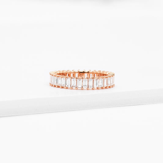 18K Rose Gold Baguette Lab Diamond Full Eternity Ring 2.1tdw