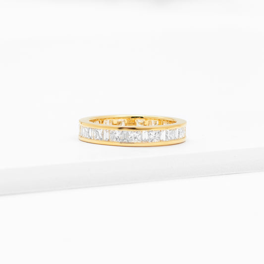 18K Yellow Gold Princess And Baguette Lab Diamond Full Eternity Ring 2.2tdw
