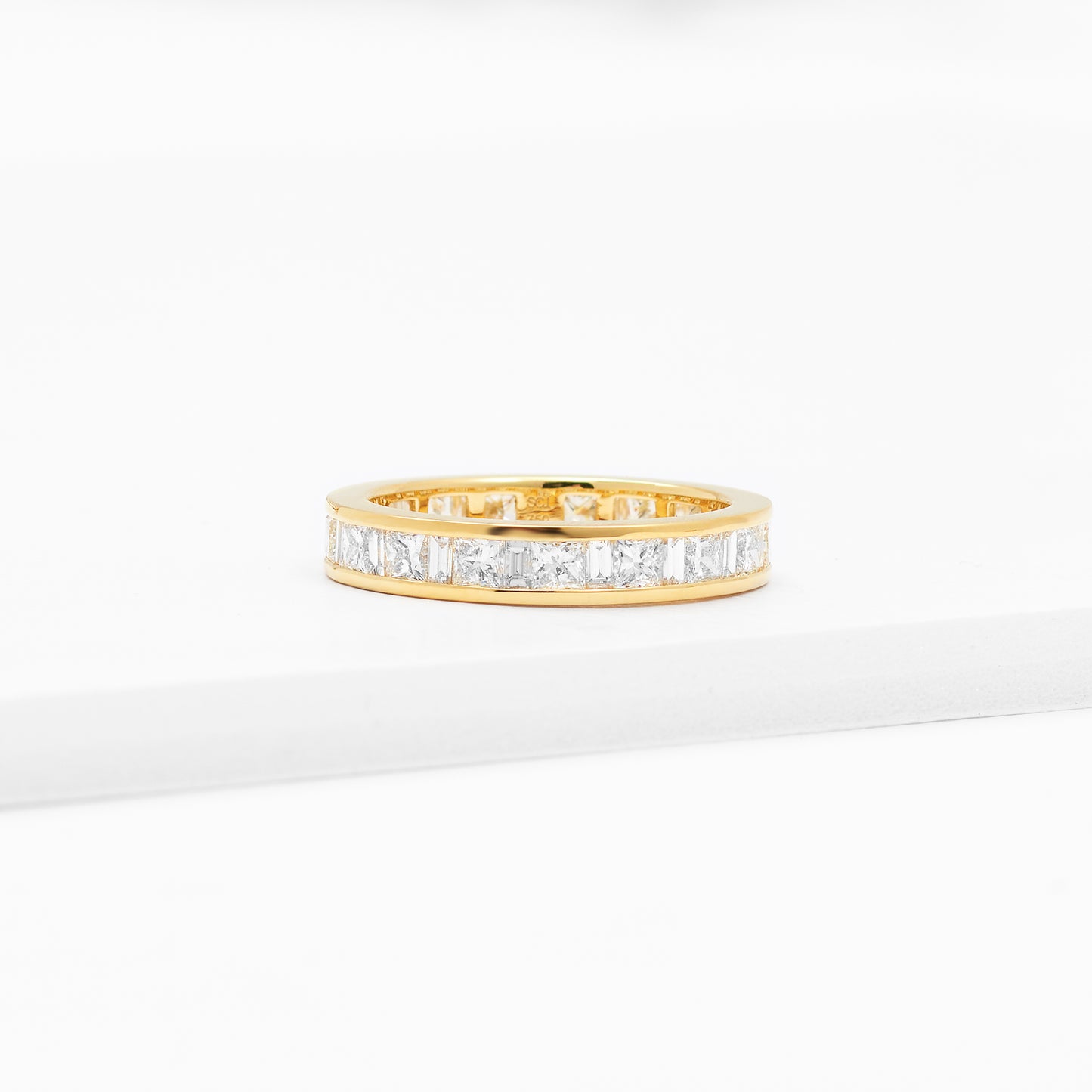 18K Yellow Gold Princess And Baguette Lab Diamond Full Eternity Ring 2.2tdw