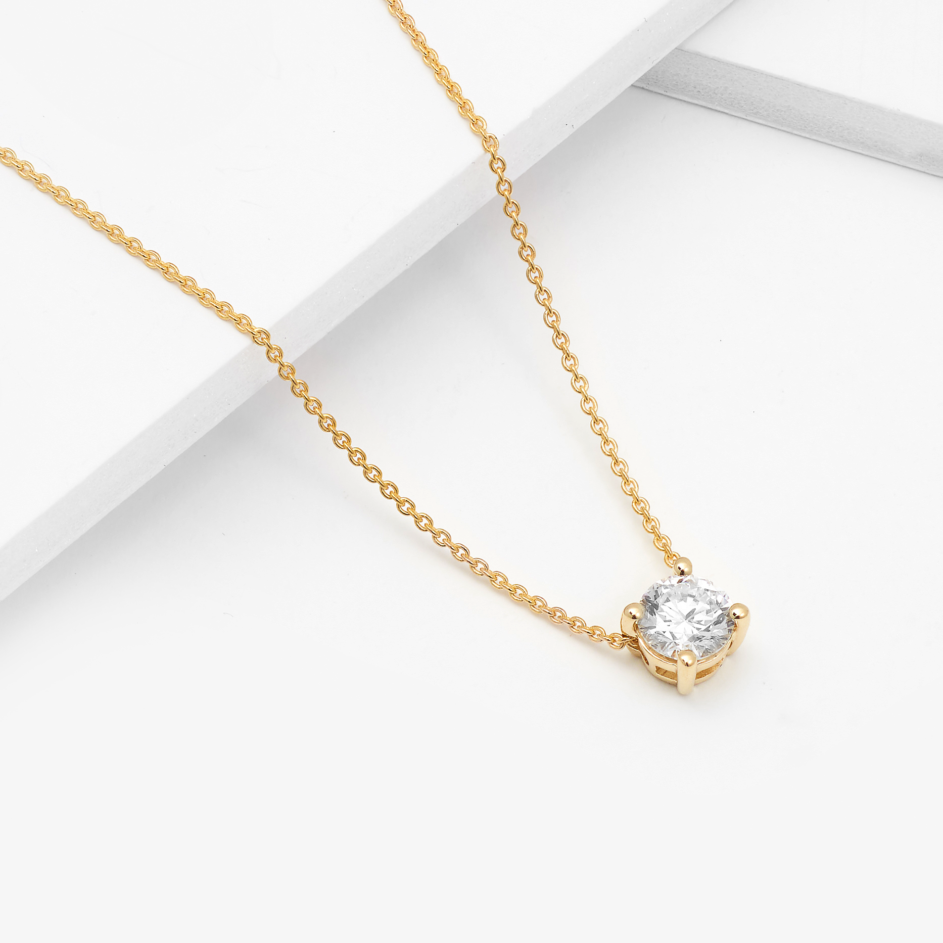 9K Yellow Gold Round Brilliant Lab Diamond Solitaire Slider Pendant 0.50ct
