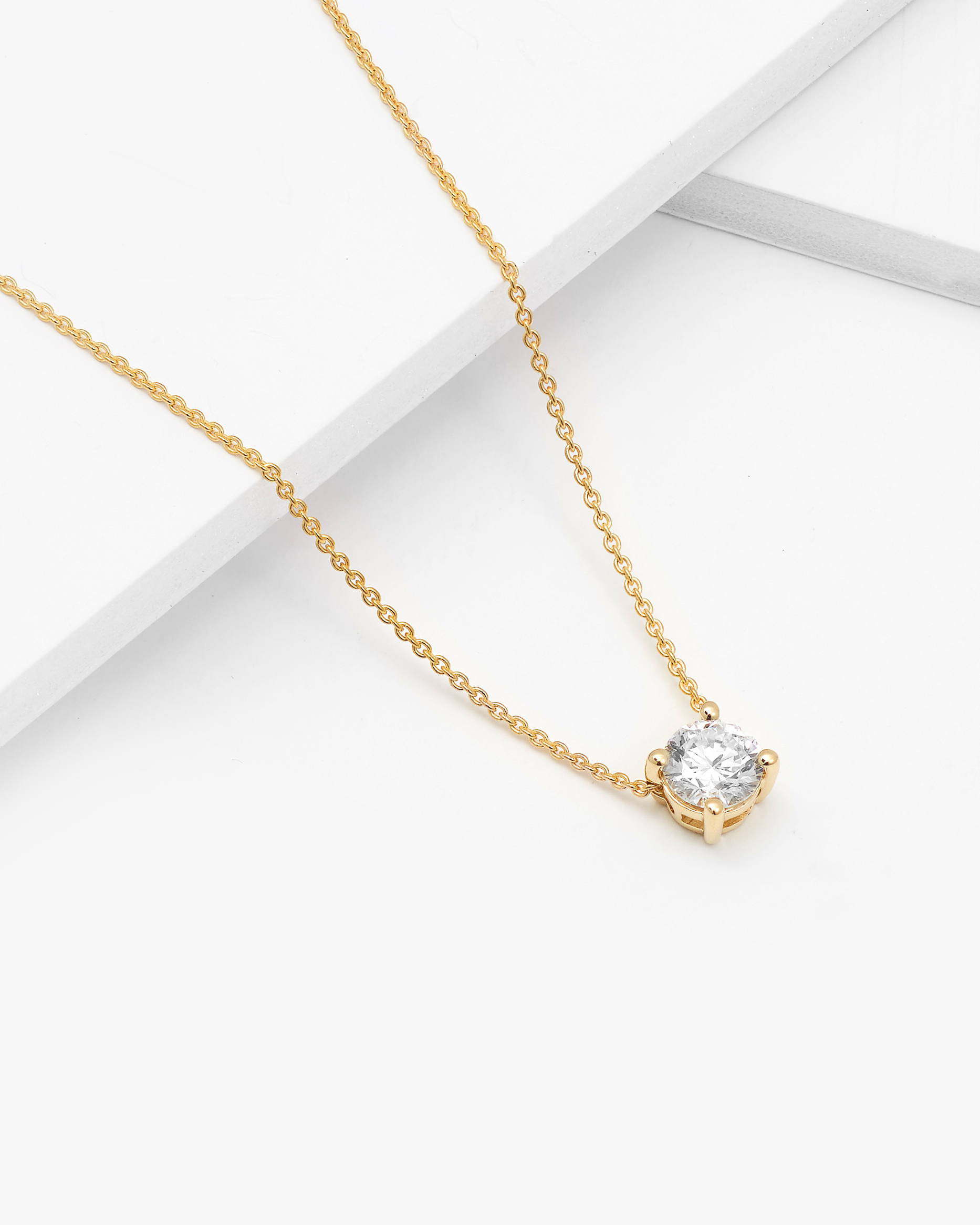 9K Yellow Gold Round Brilliant Lab Diamond Solitaire Slider Pendant 0.50ct