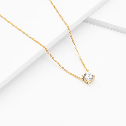 9K Yellow Gold Round Brilliant Lab Diamond Solitaire Slider Pendant 0.50ct