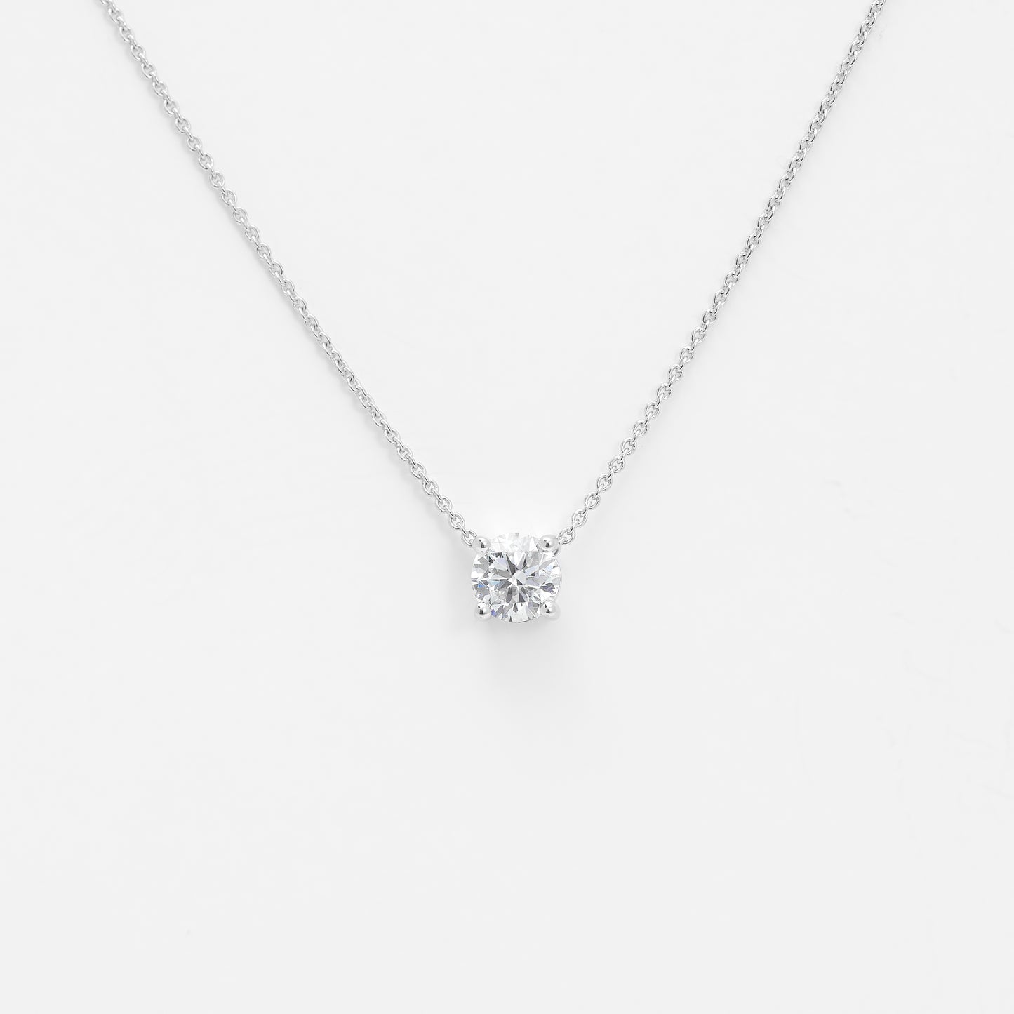 9K White Gold Round Brilliant Lab Diamond Solitaire Slider Pendant 0.50ct