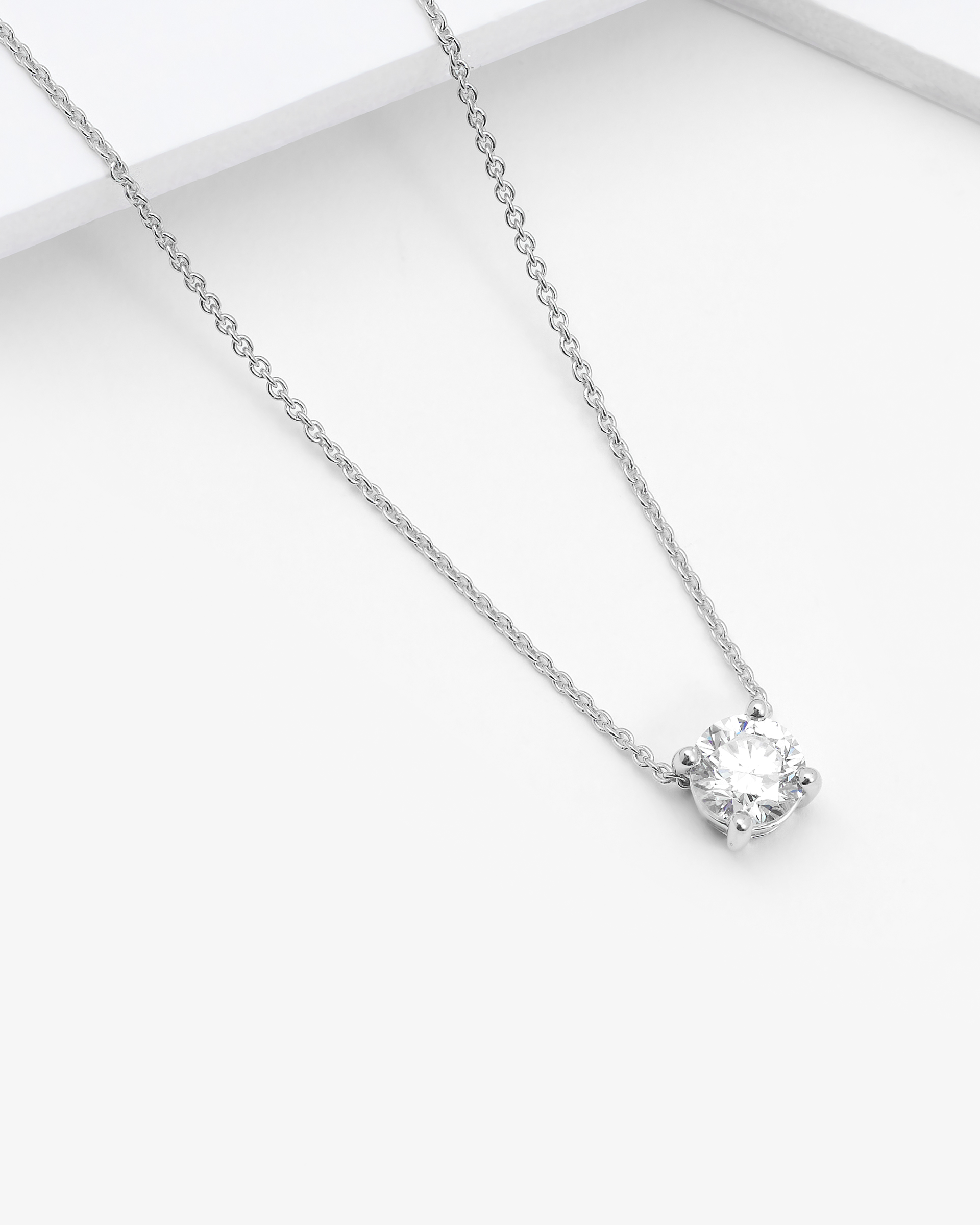 9K White Gold Round Brilliant Lab Diamond Solitaire Slider Pendant 0.50ct
