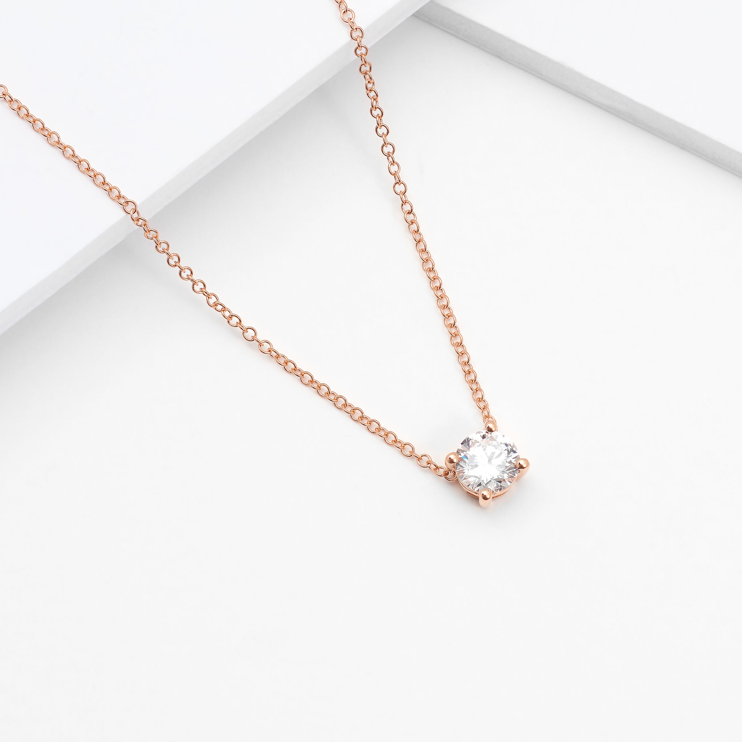 18K Rose Gold Round Brilliant Lab Diamond Solitaire Slider Pendant 0.50ct