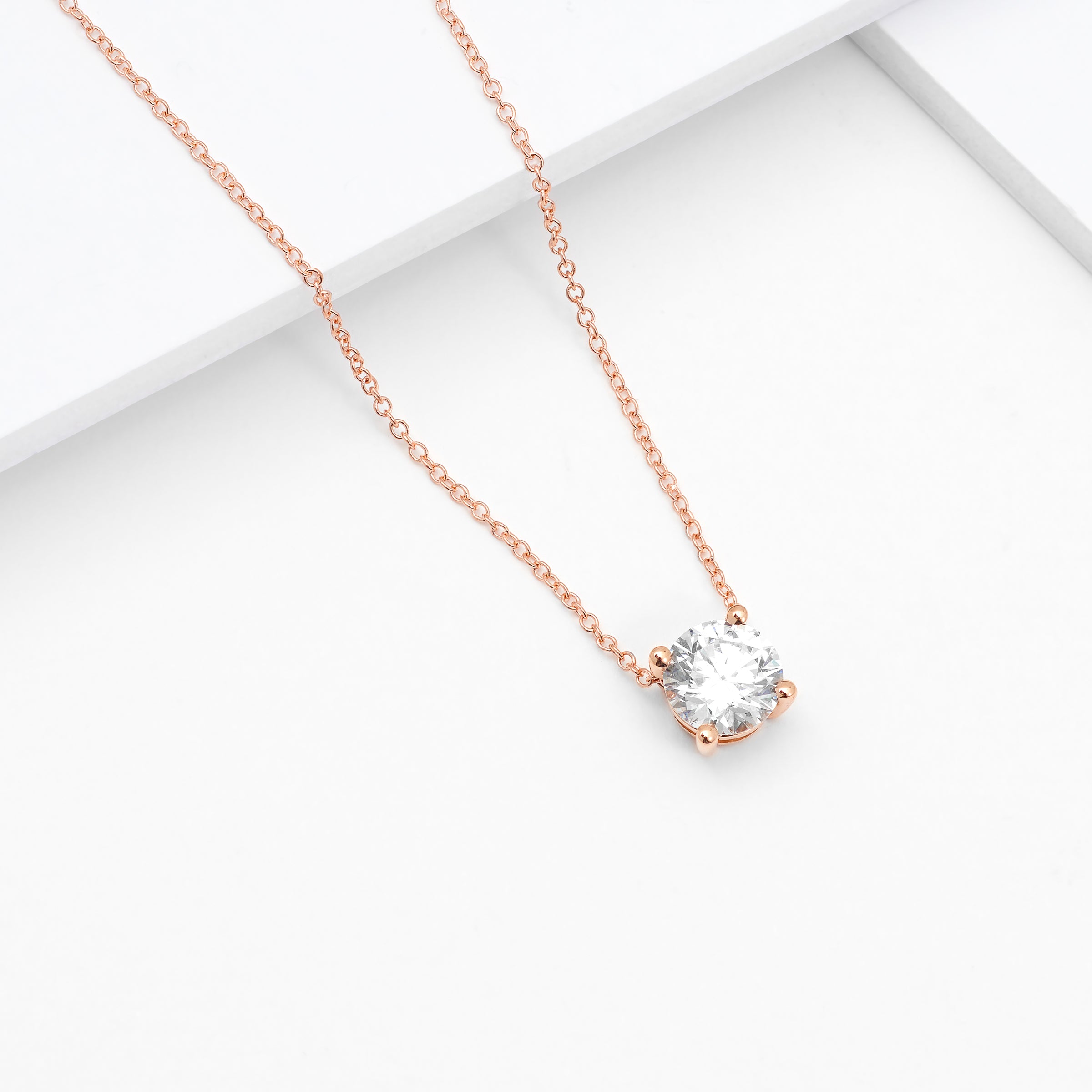 18K Rose Gold Round Brilliant Lab Diamond Solitaire Slider Pendant 1.0ct