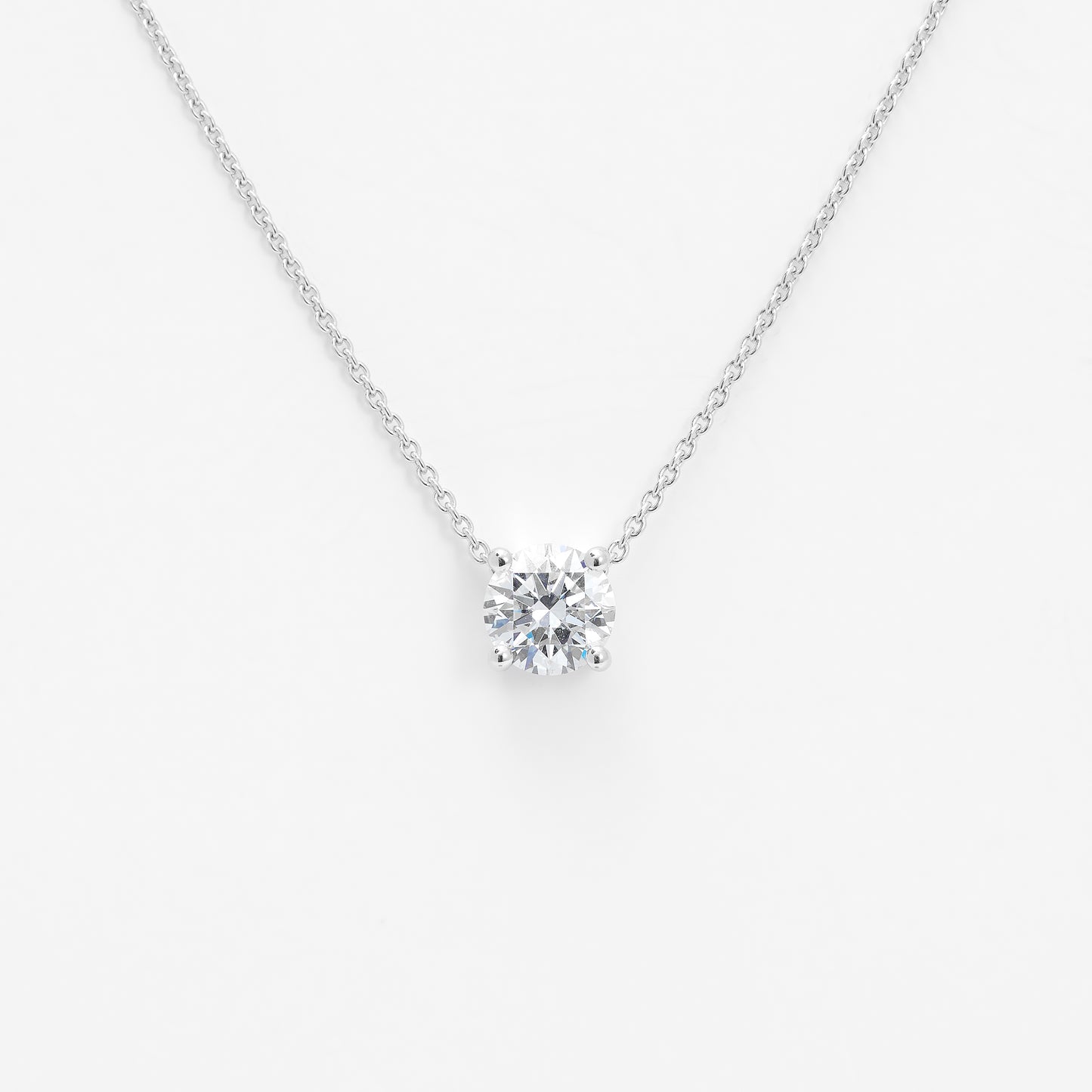 18K White Gold Round Brilliant Lab Diamond Solitaire Slider Pendant 1.0ct