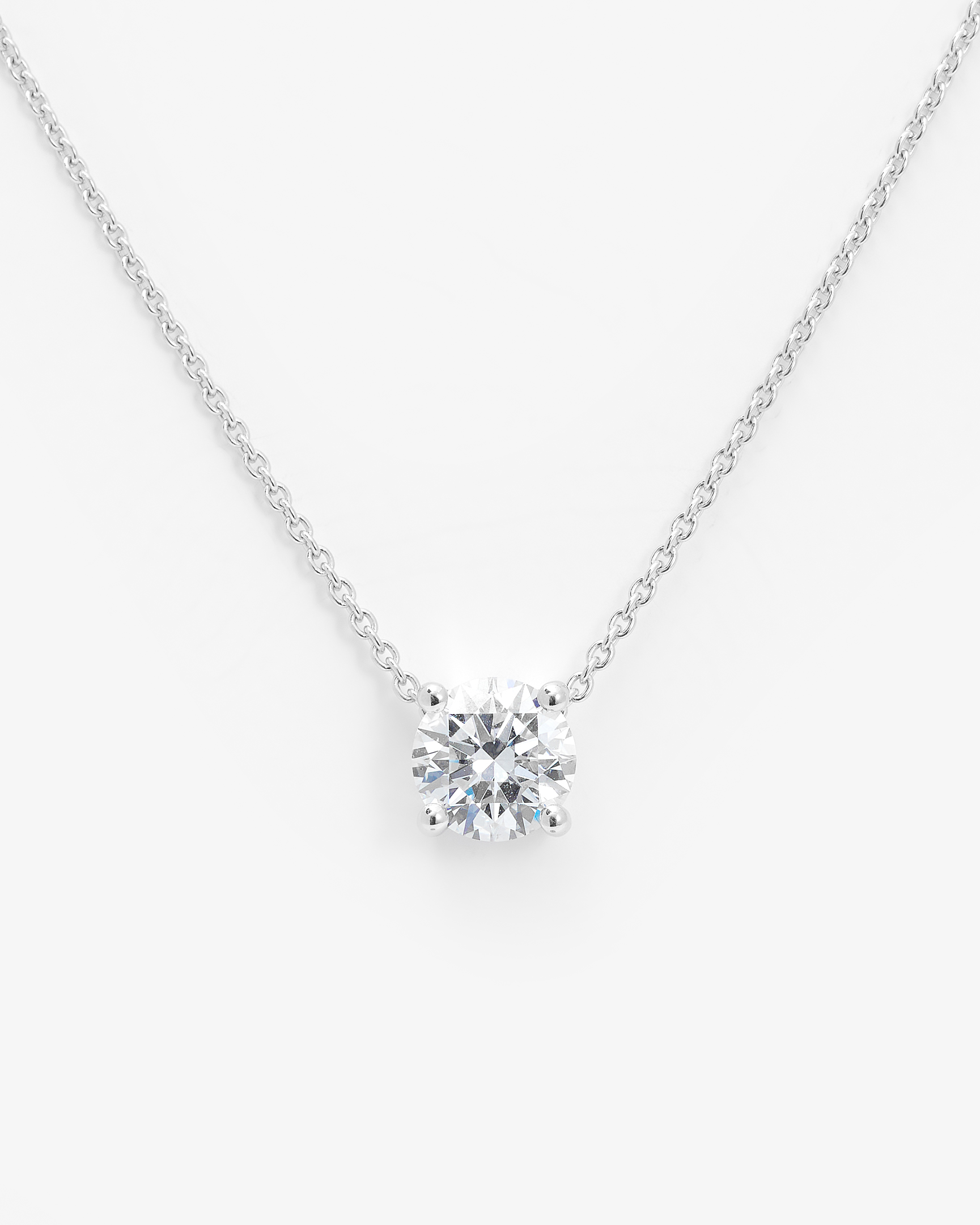 18K White Gold Round Brilliant Lab Diamond Solitaire Slider Pendant 1.0ct