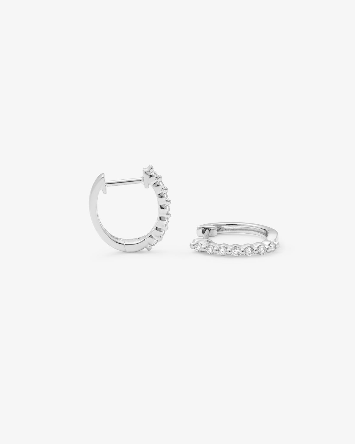 9K White Gold Round Brilliant Floating Lab Diamond Huggie Earrings 0.15tdw