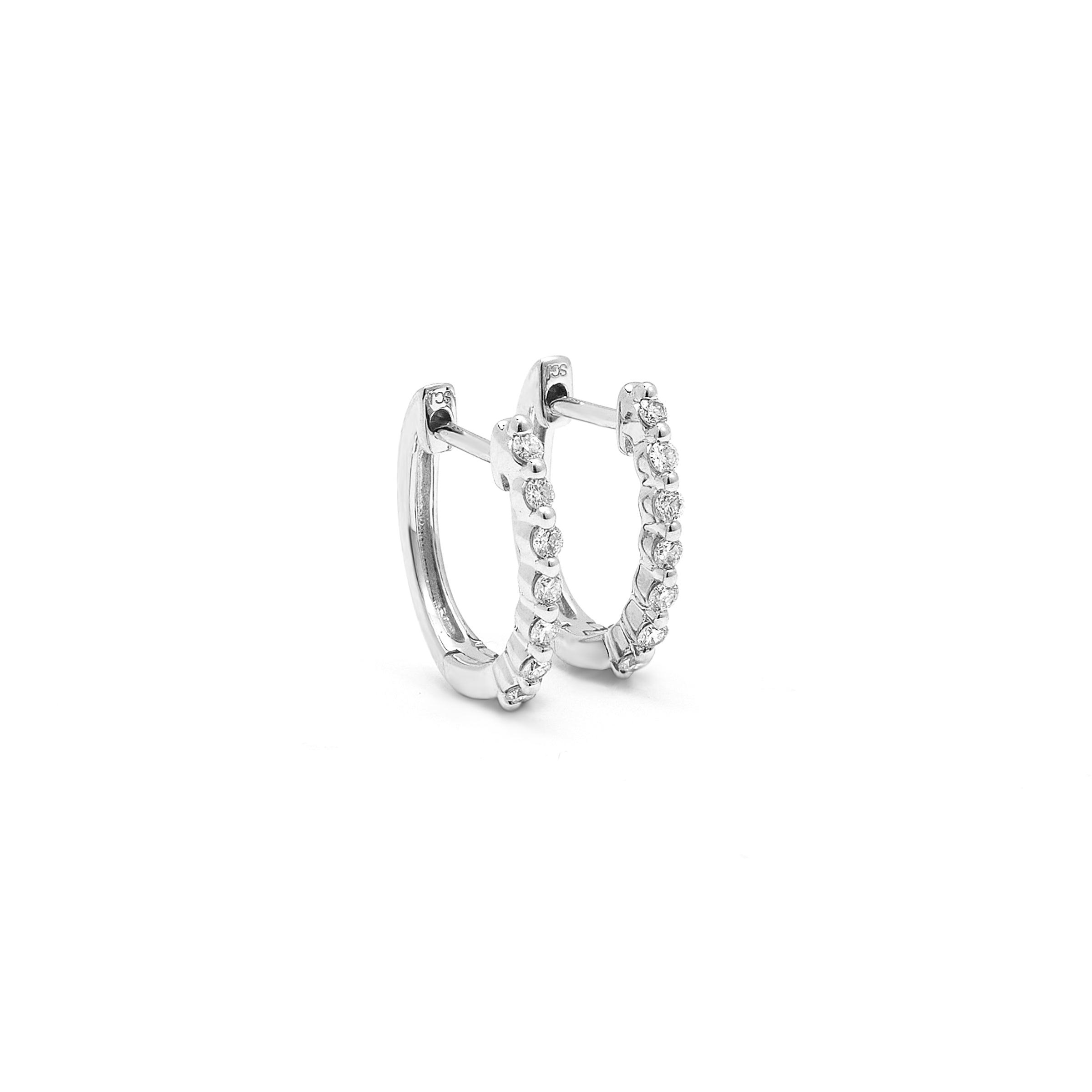 9K White Gold Round Brilliant Floating Lab Diamond Huggie Earrings 0.15tdw