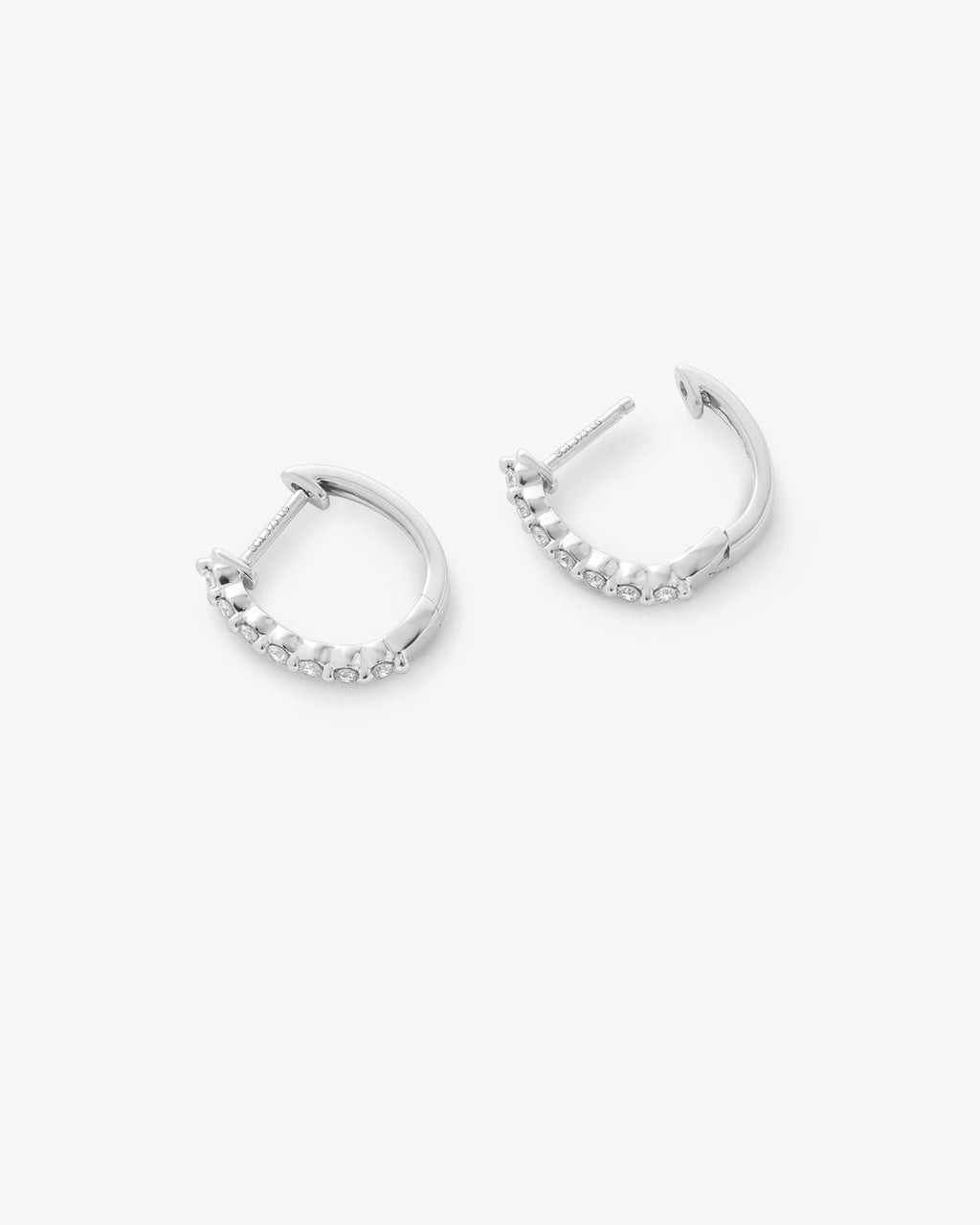 9K White Gold Round Brilliant Floating Lab Diamond Huggie Earrings 0.15tdw