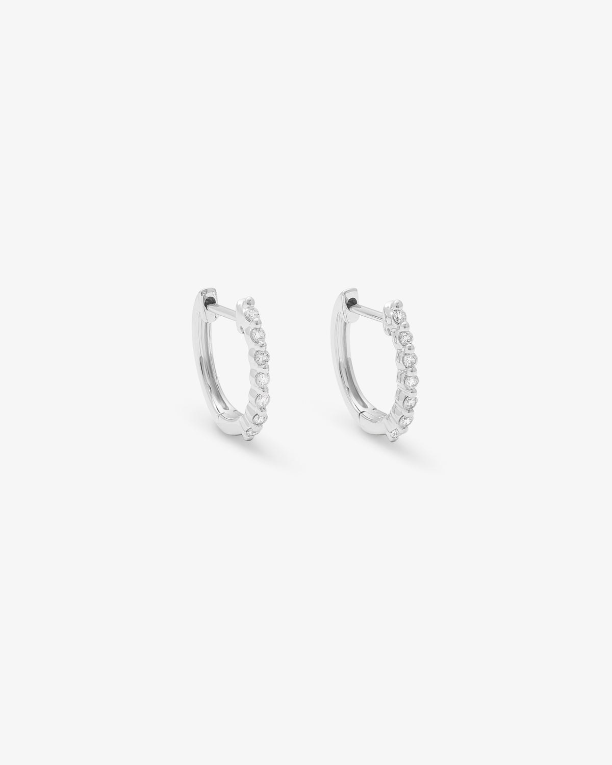 9K White Gold Round Brilliant Floating Lab Diamond Huggie Earrings 0.15tdw