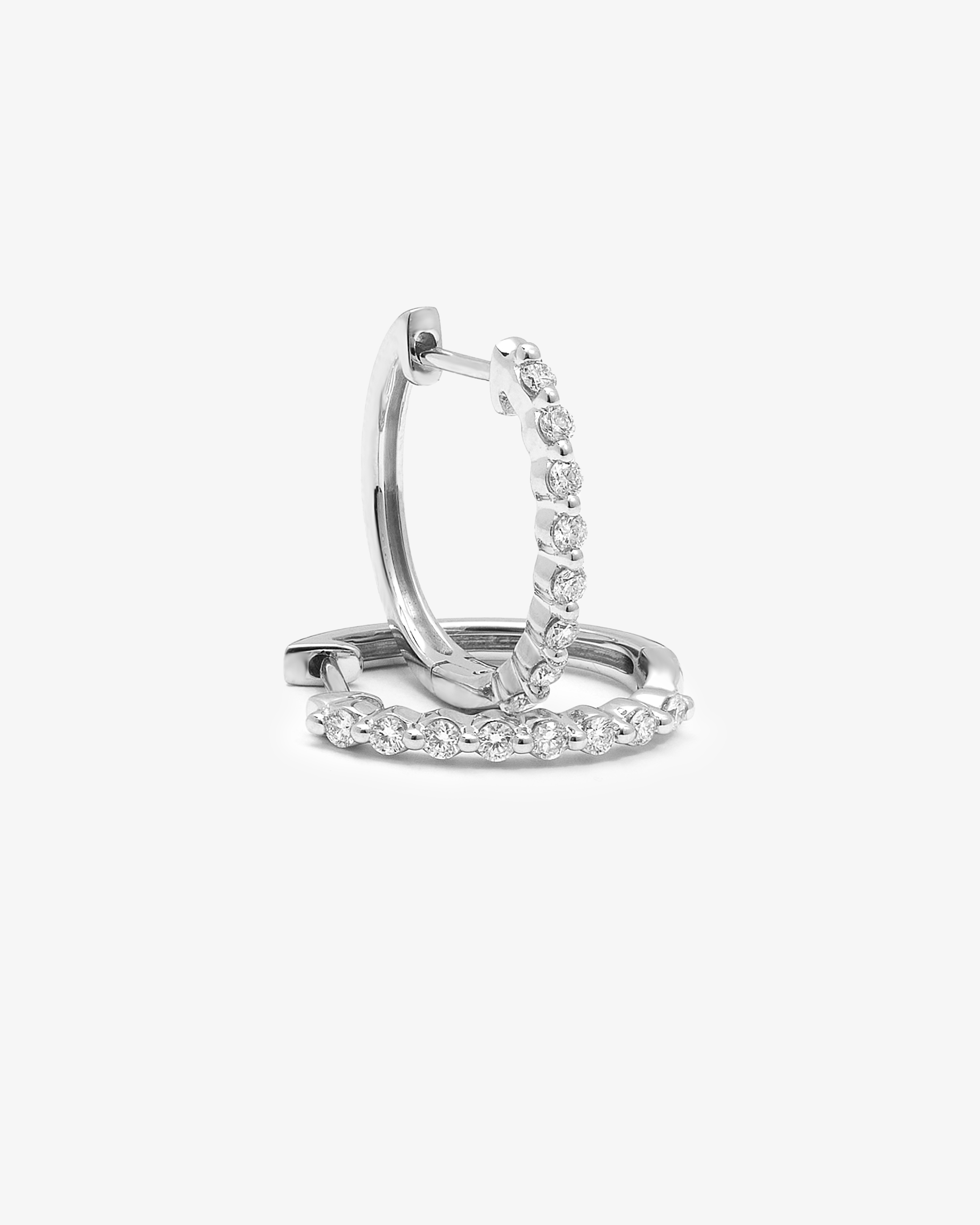 9K White Gold Round Brilliant Floating Lab Diamond Oval Huggie Earrings 0.24tdw