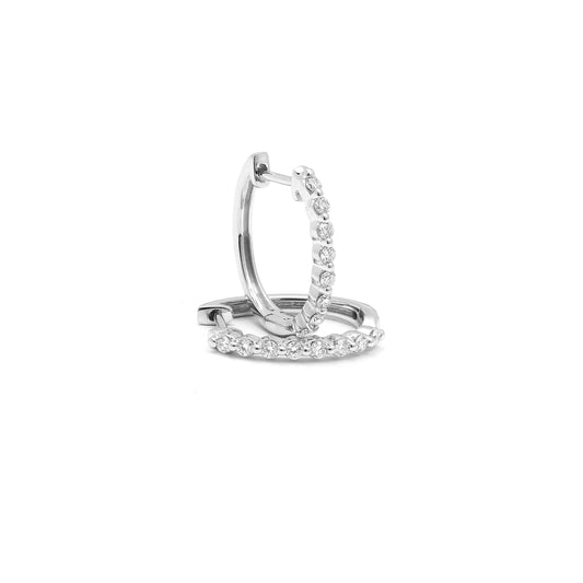 9K White Gold Round Brilliant Floating Lab Diamond Oval Huggie Earrings 0.24tdw