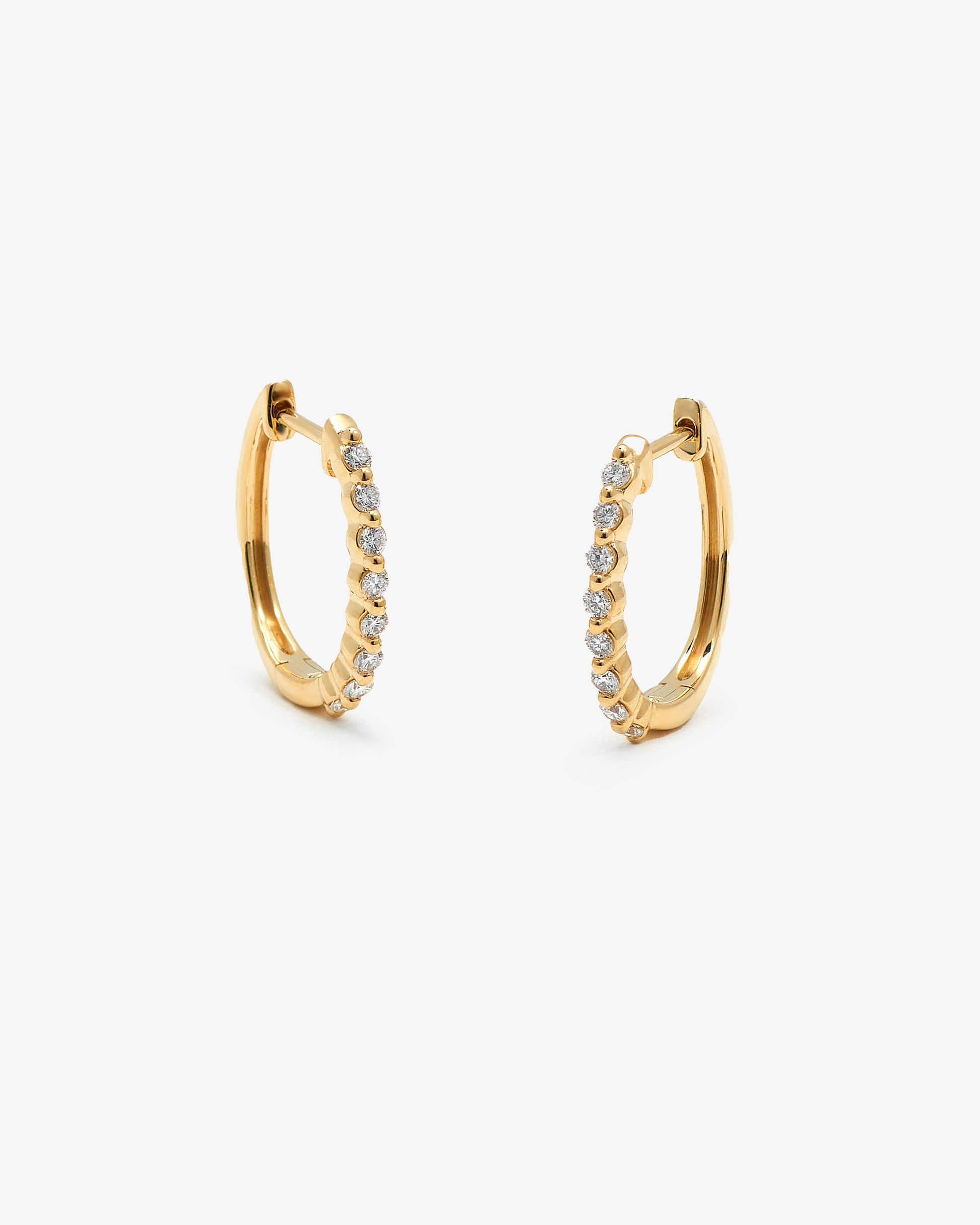 9K Yellow Gold Round Brilliant Floating Lab Diamond Oval Huggie Earrings 0.24tdw