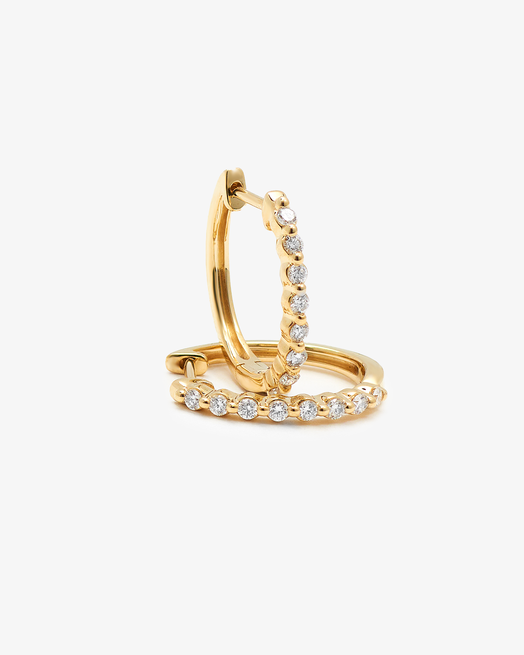 9K Yellow Gold Round Brilliant Floating Lab Diamond Oval Huggie Earrings 0.24tdw