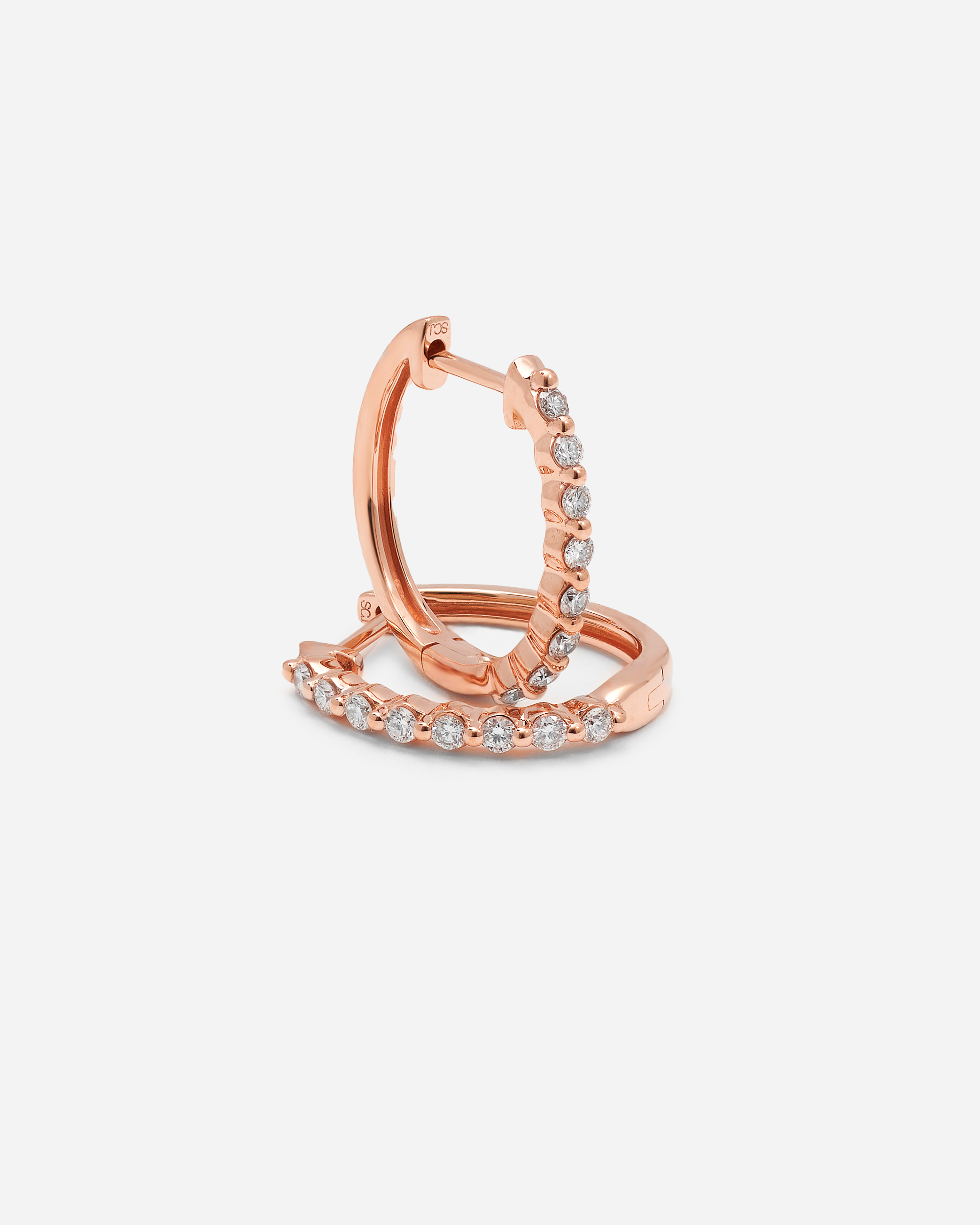 9K Rose Gold Round Brilliant Floating Lab Diamond Oval Huggie Earrings 0.24tdw