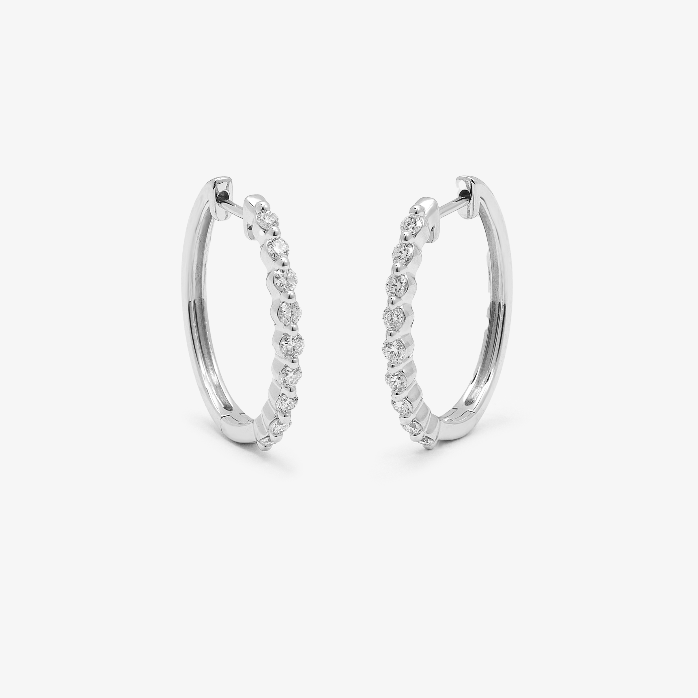 9K White Gold Round Brilliant Floating Lab Diamond Oval Huggie Earrings 0.5tdw