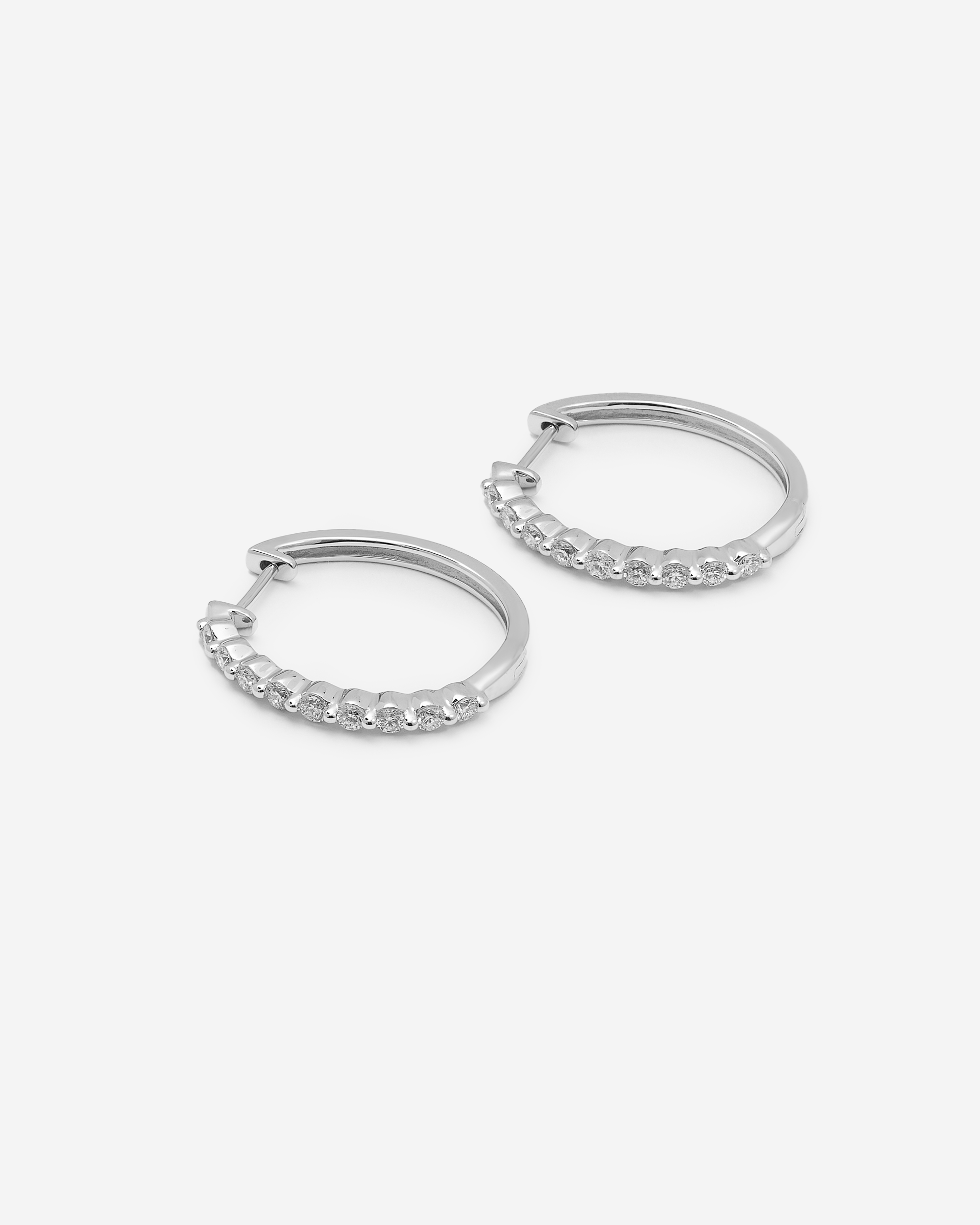 9K White Gold Round Brilliant Floating Lab Diamond Oval Huggie Earrings 0.5tdw