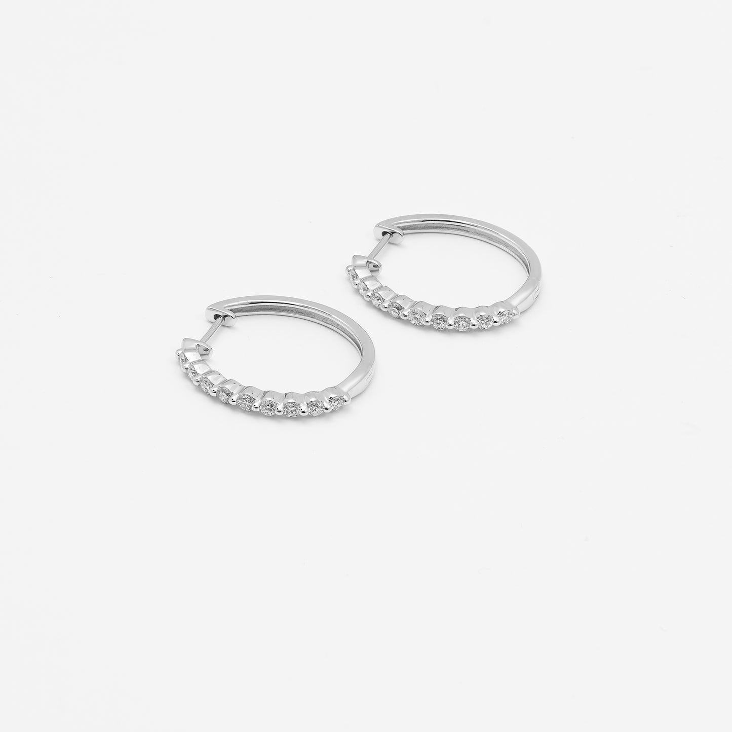 9K White Gold Round Brilliant Floating Lab Diamond Oval Huggie Earrings 0.5tdw