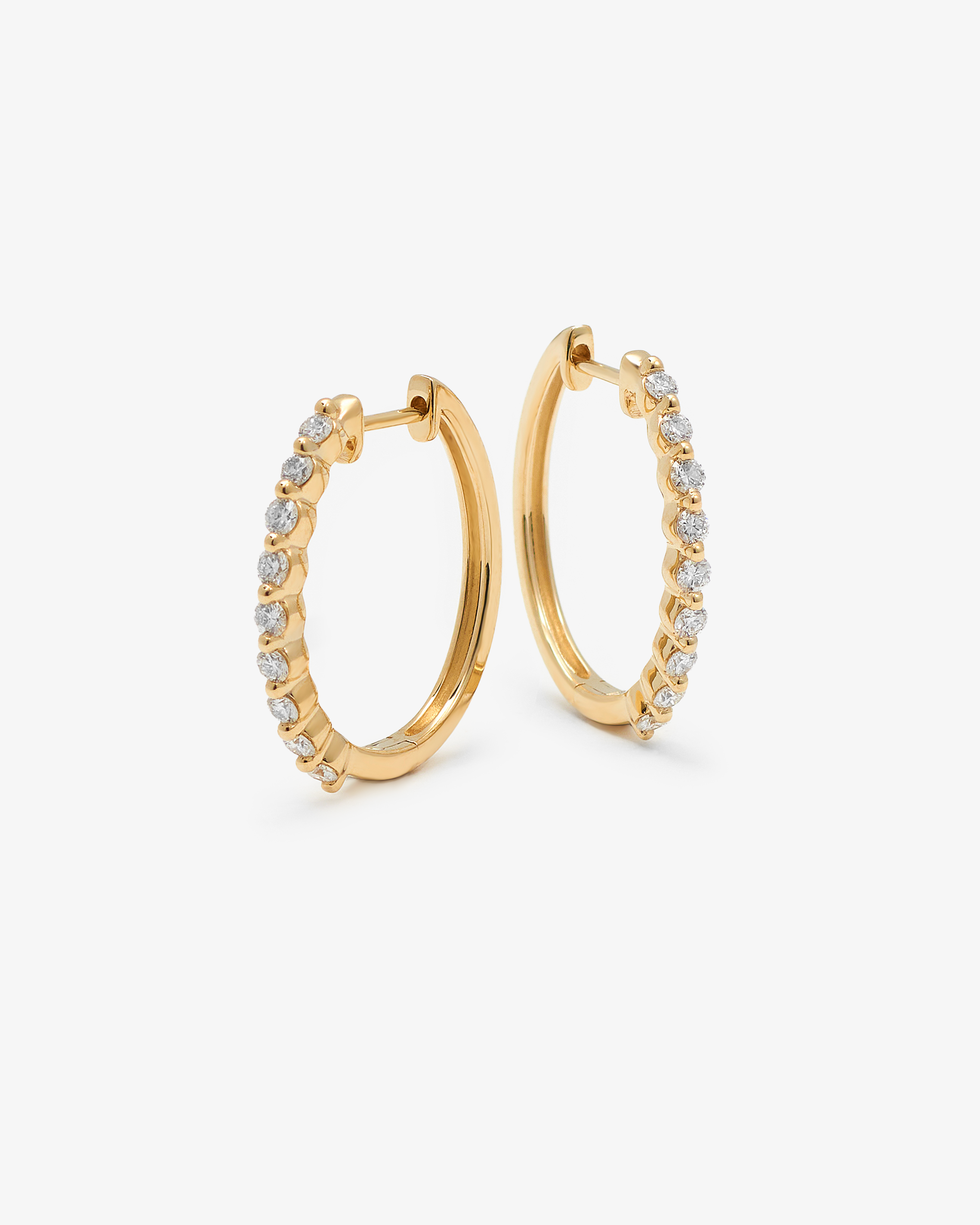 9K Yellow Gold Round Brilliant Floating Lab Diamond Oval Huggie Earrings 0.5tdw
