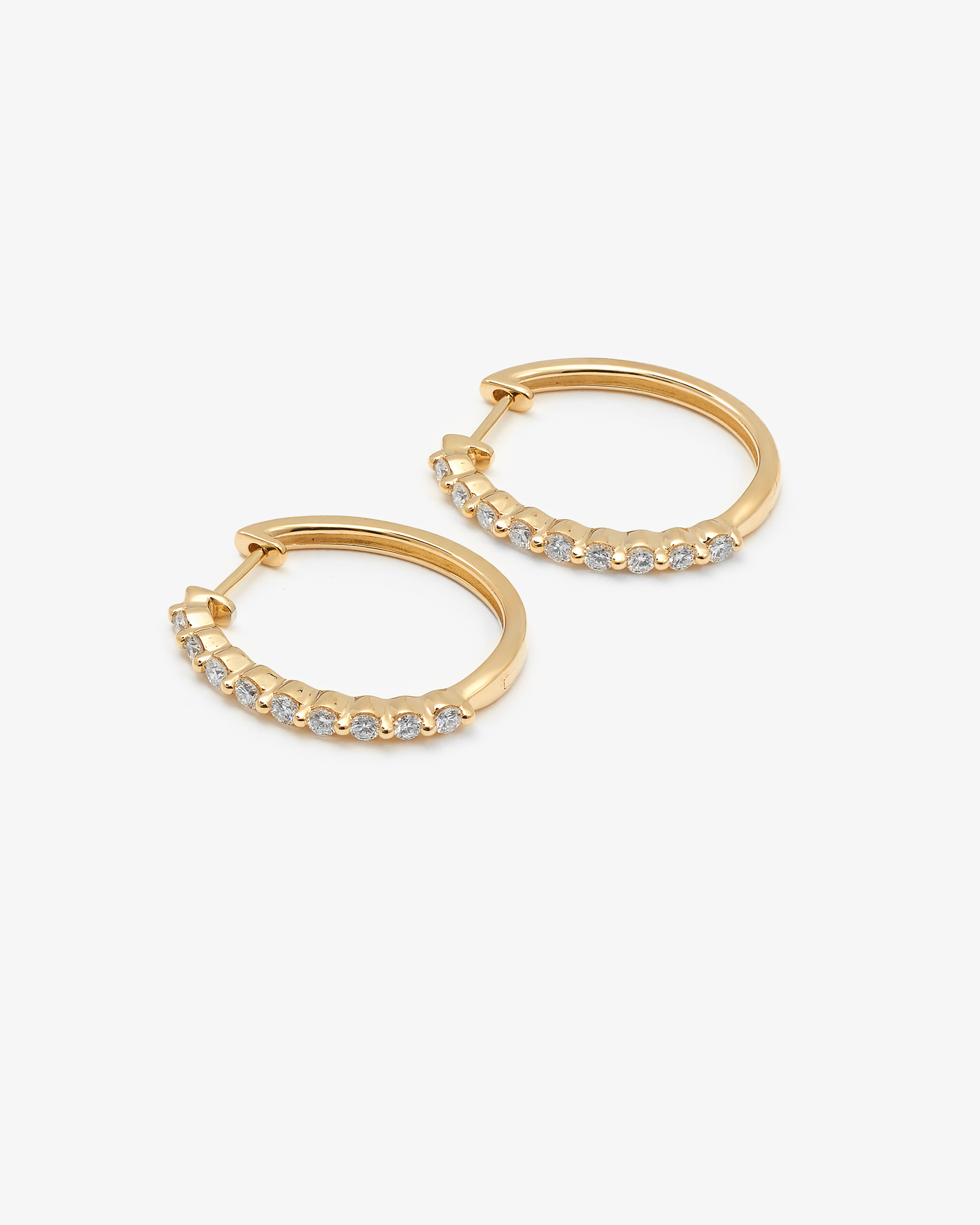 9K Yellow Gold Round Brilliant Floating Lab Diamond Oval Huggie Earrings 0.5tdw