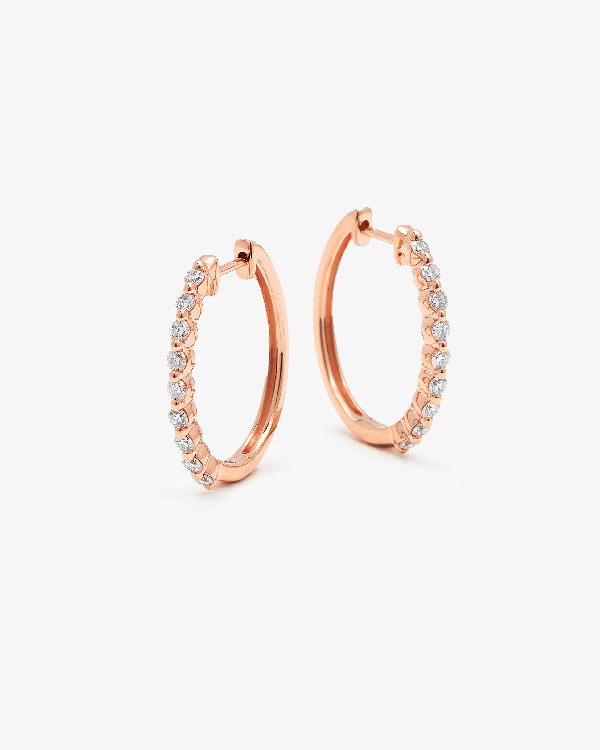 9K Rose Gold Round Brilliant Floating Lab Diamond Oval Huggie Earrings 0.5tdw