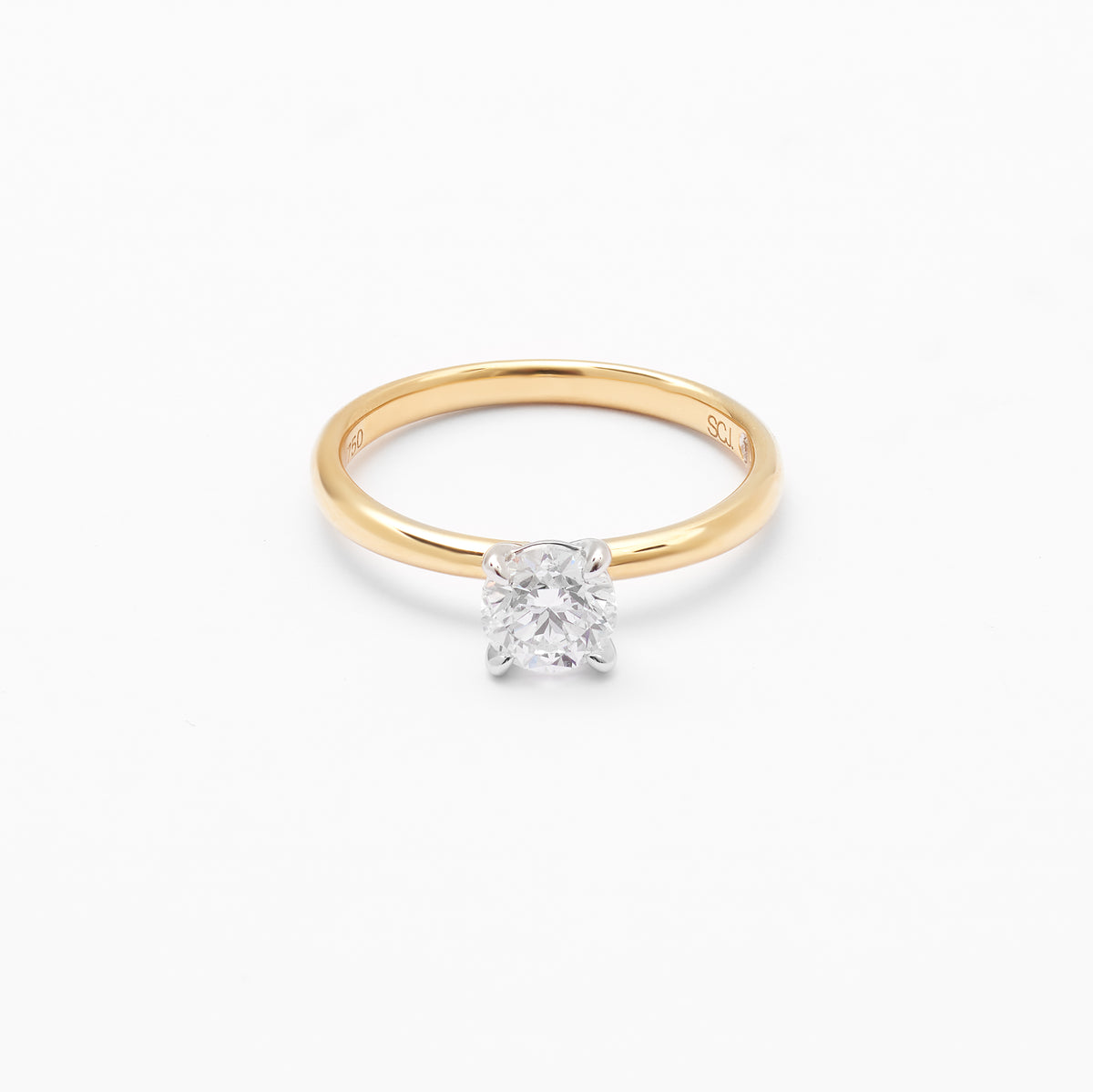 18K Yellow And White Gold Round Brilliant Lab Diamond Solitaire ...