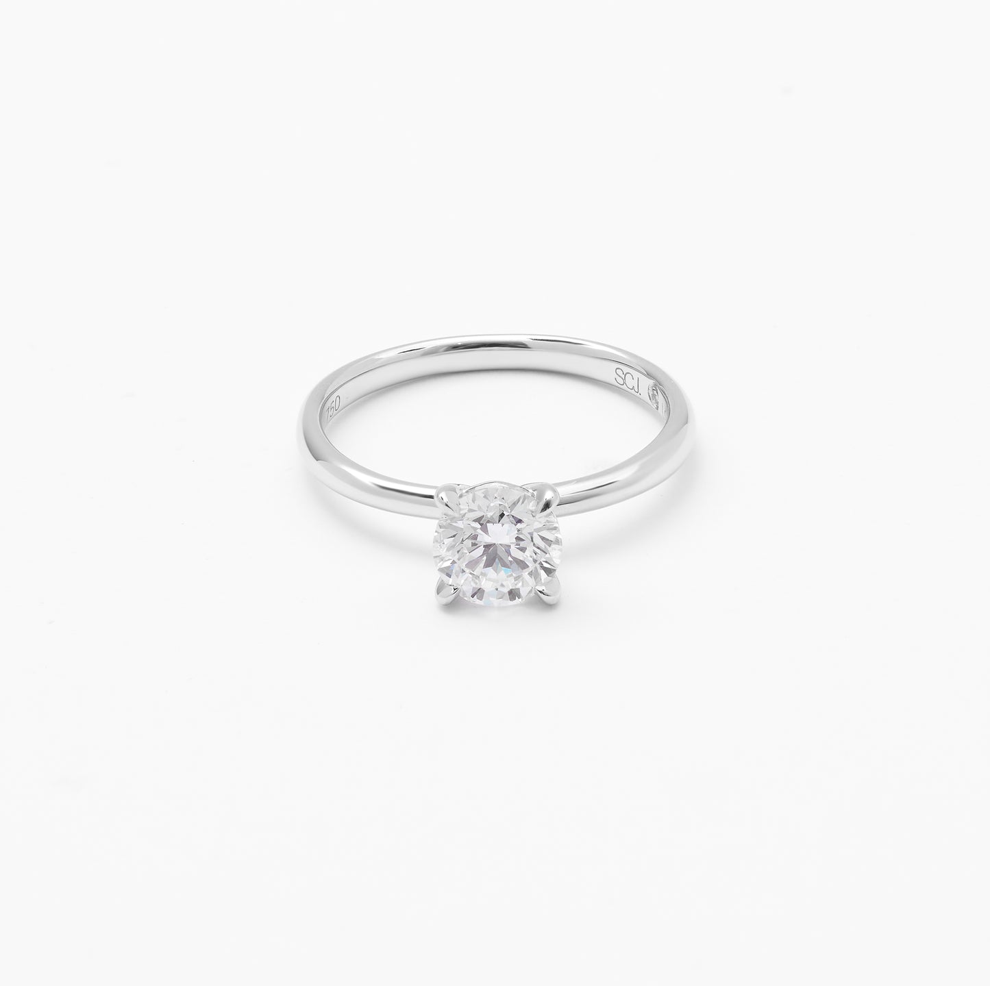 18w 1.0ct RB lab grown diamond G VS IGI solitaire engagement ring size O