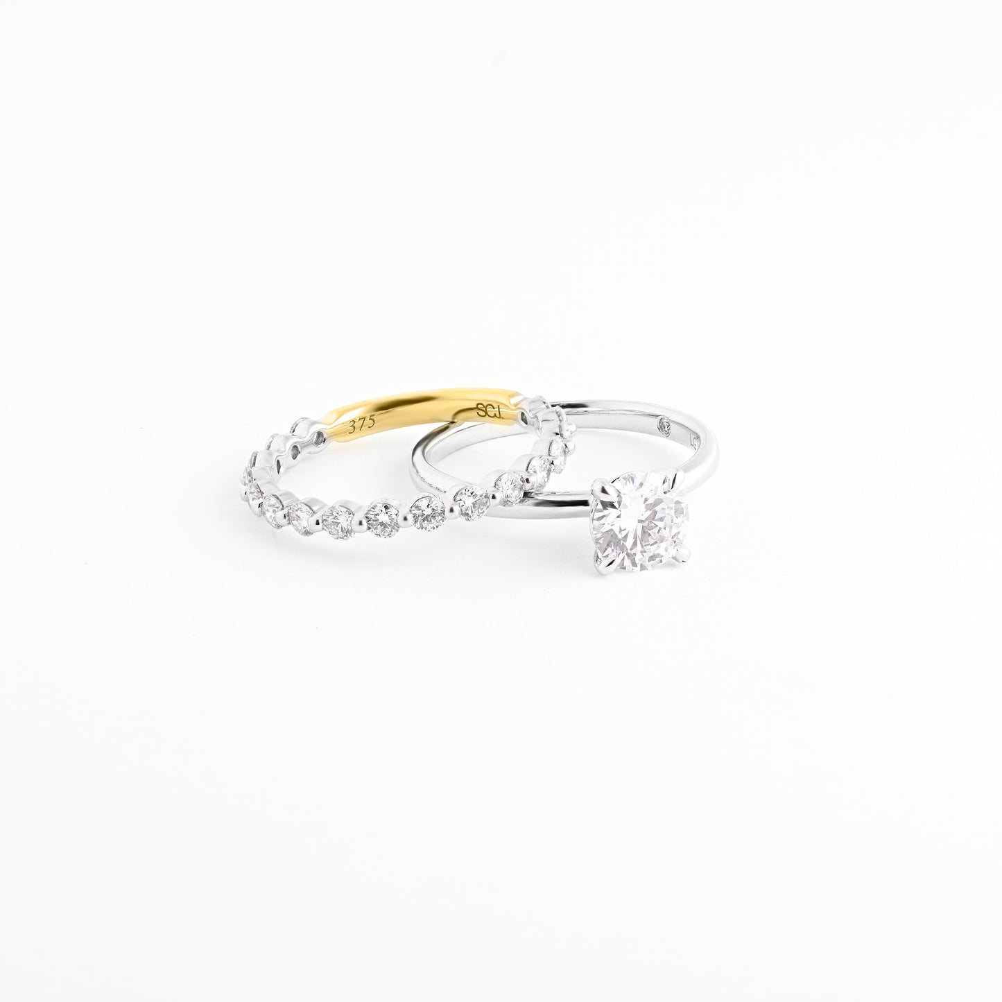 18K Yellow And White Gold 0.58tdw Diamond Floating Wedding Ring