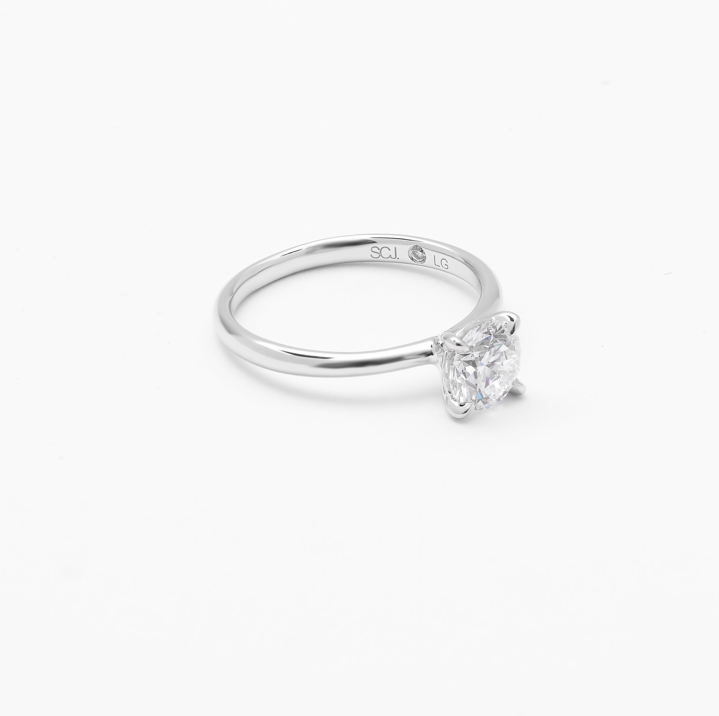 18K White Gold 1.0ct Round Brilliant Lab Diamond G VS IGI Solitaire Engagement Ring
