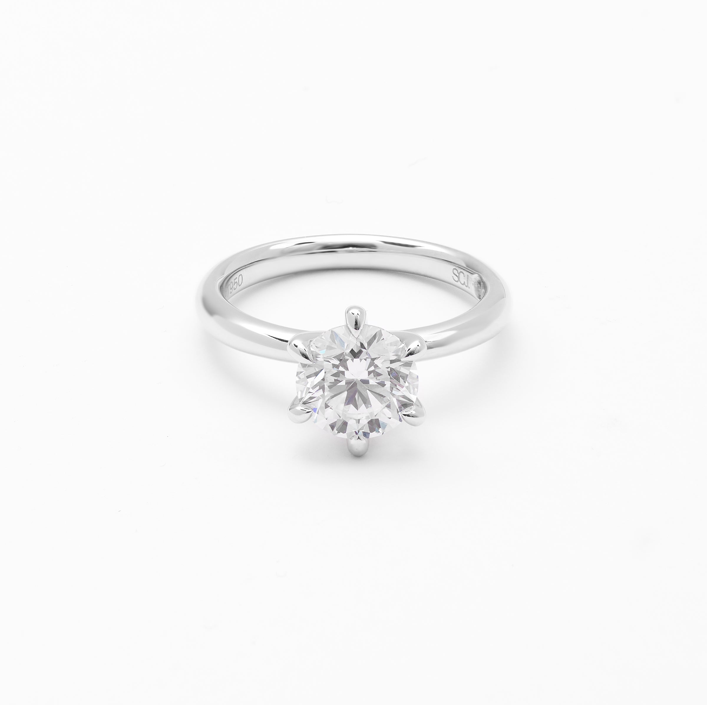 Platinum Round Brilliant Lab Diamond Solitaire Engagement Ring 2.0ct