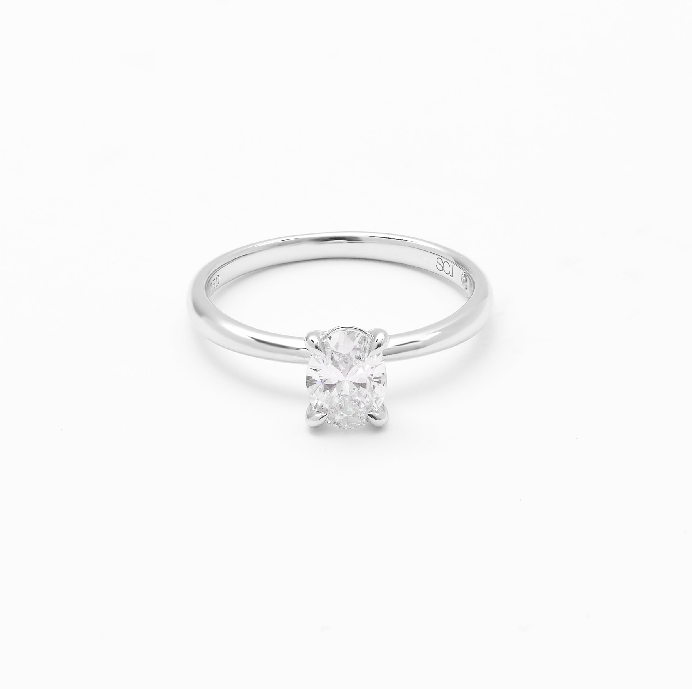 18K White Gold Oval Lab Diamond Solitaire Engagement Ring 0.75ct G/VS