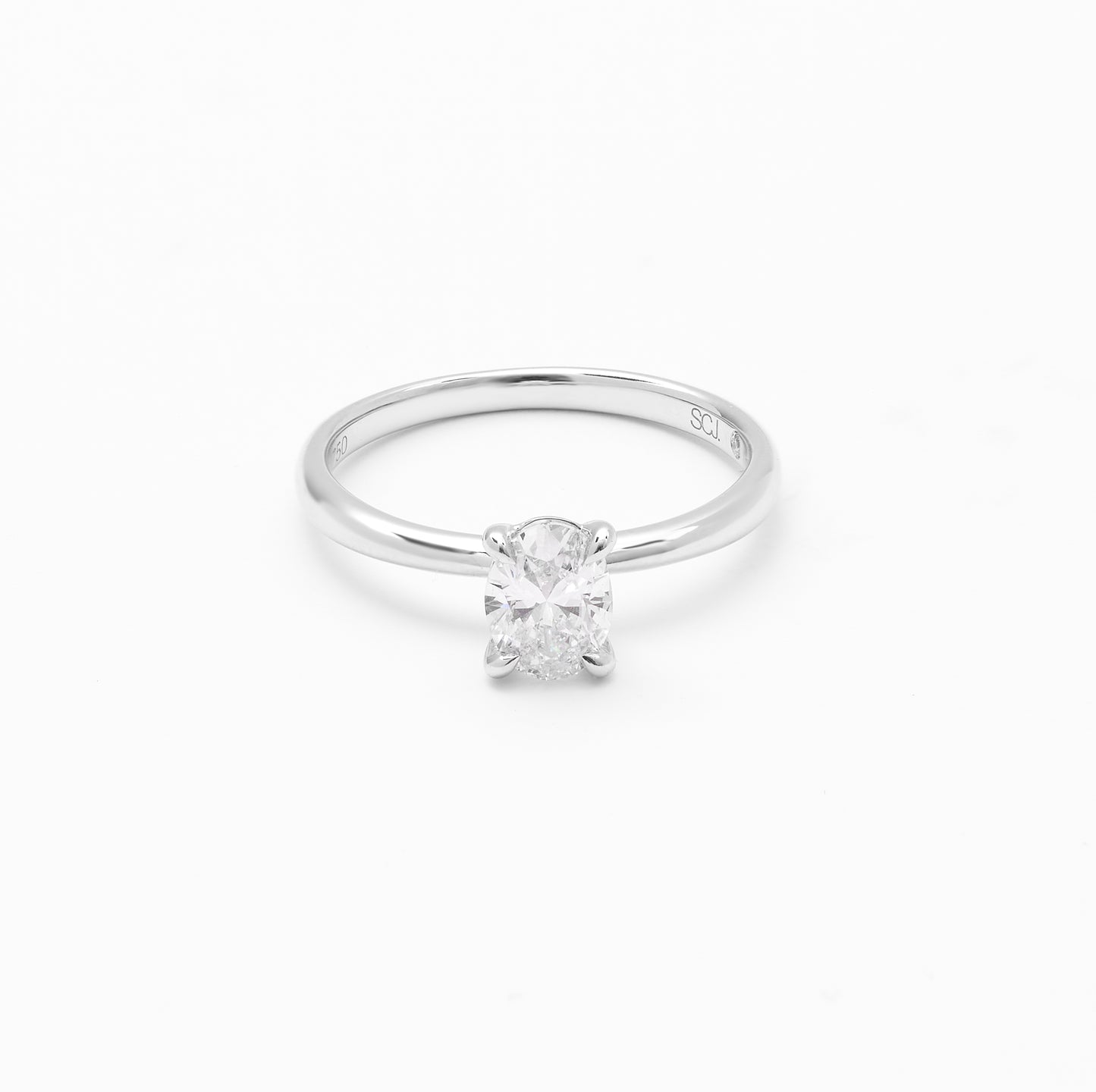18K White Gold Oval Lab Diamond Solitaire Engagement Ring 0.75ct G/VS